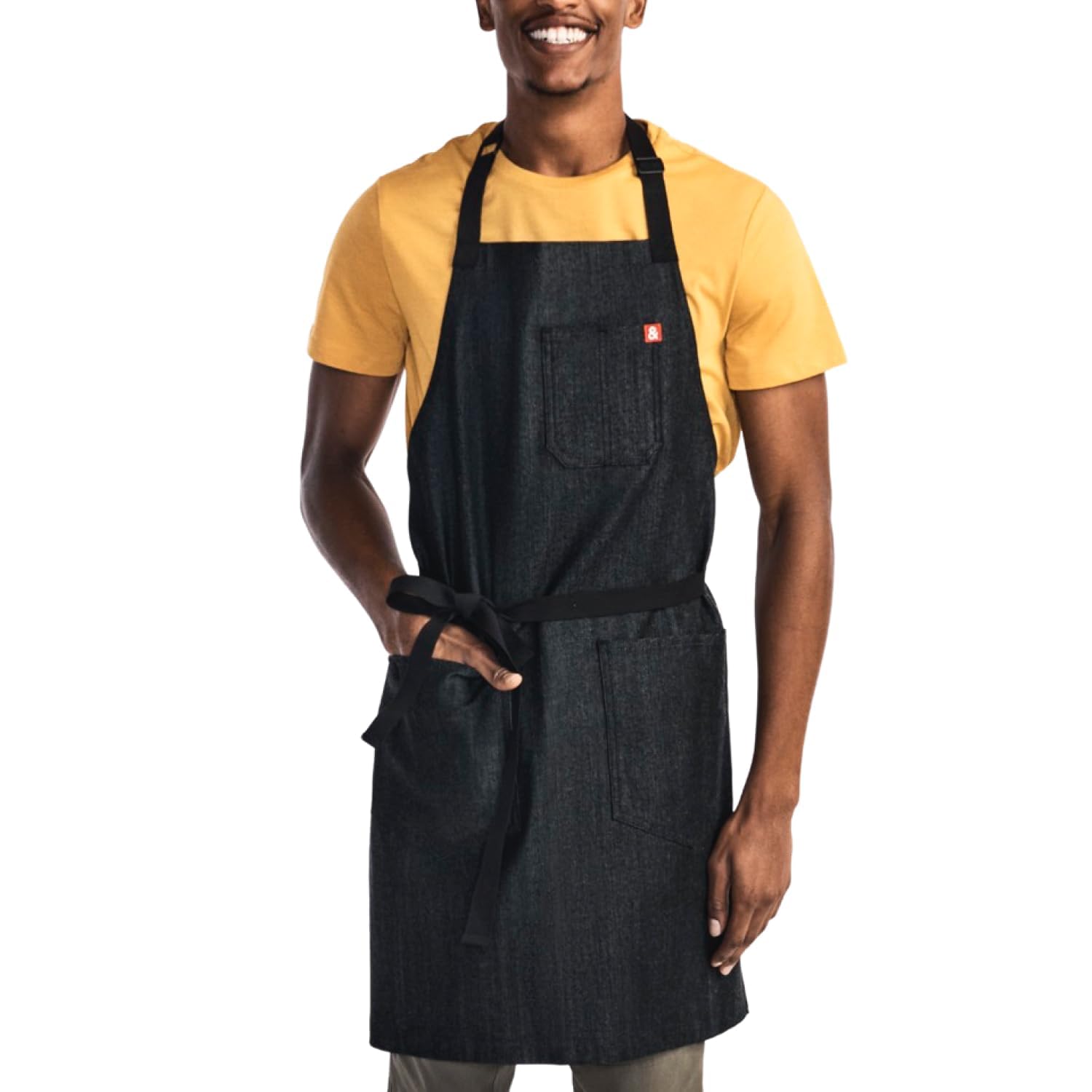 Hedley & Bennett Essential Professional Chef Apron with Pockets - 8oz Cotton Denim Kitchen & Grilling Apron for Men & Women (Abalone Black) - Perfect for Cooking, BBQ, Baking & Restaurant Use