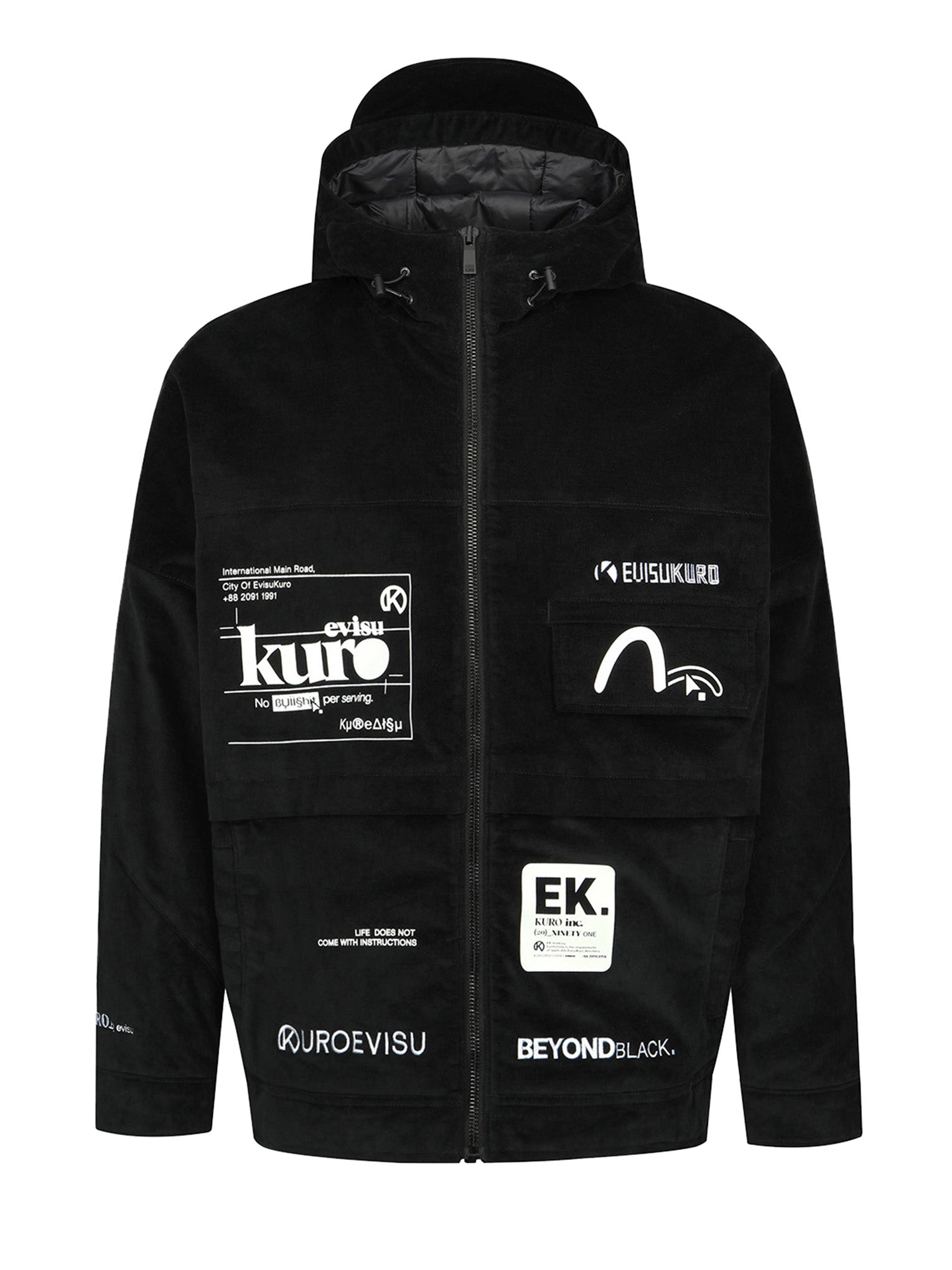 Kamon & Logo Patch Hooded Jacket - Stylish Streetwear Jacket for Men & Women | Perfect for Urban Fashion, Casual Outfits & Outdoor Activities