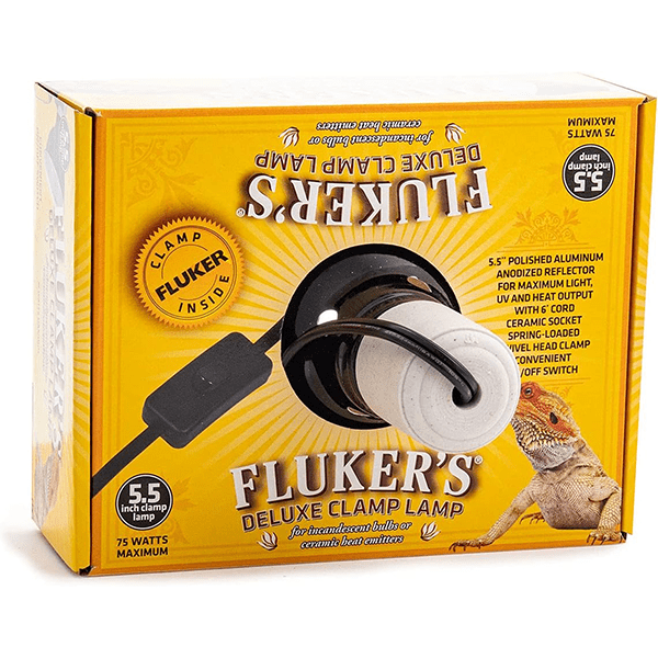 Fluker's Deluxe Clamp Lamp - Adjustable Reptile Heat Lamp with Ceramic Socket for Terrariums, Tanks & Pet Enclosures - Perfect for Bearded Dragons, Snakes & Lizards