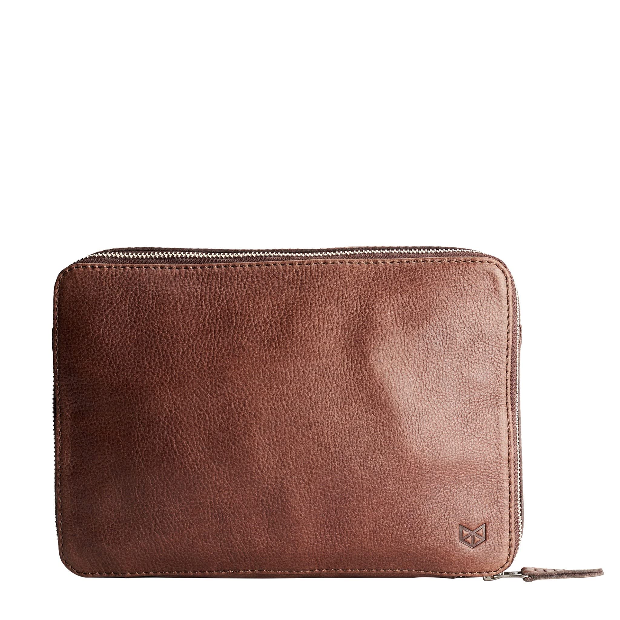 Men's Travel Tech Organizer - Brown Leather iPad Case & Electronics Accessory Storage Pouch | Perfect Gadget Bag for Business Trips, Commuting & Digital Nomads | Great Gift for Tech-Savvy Men