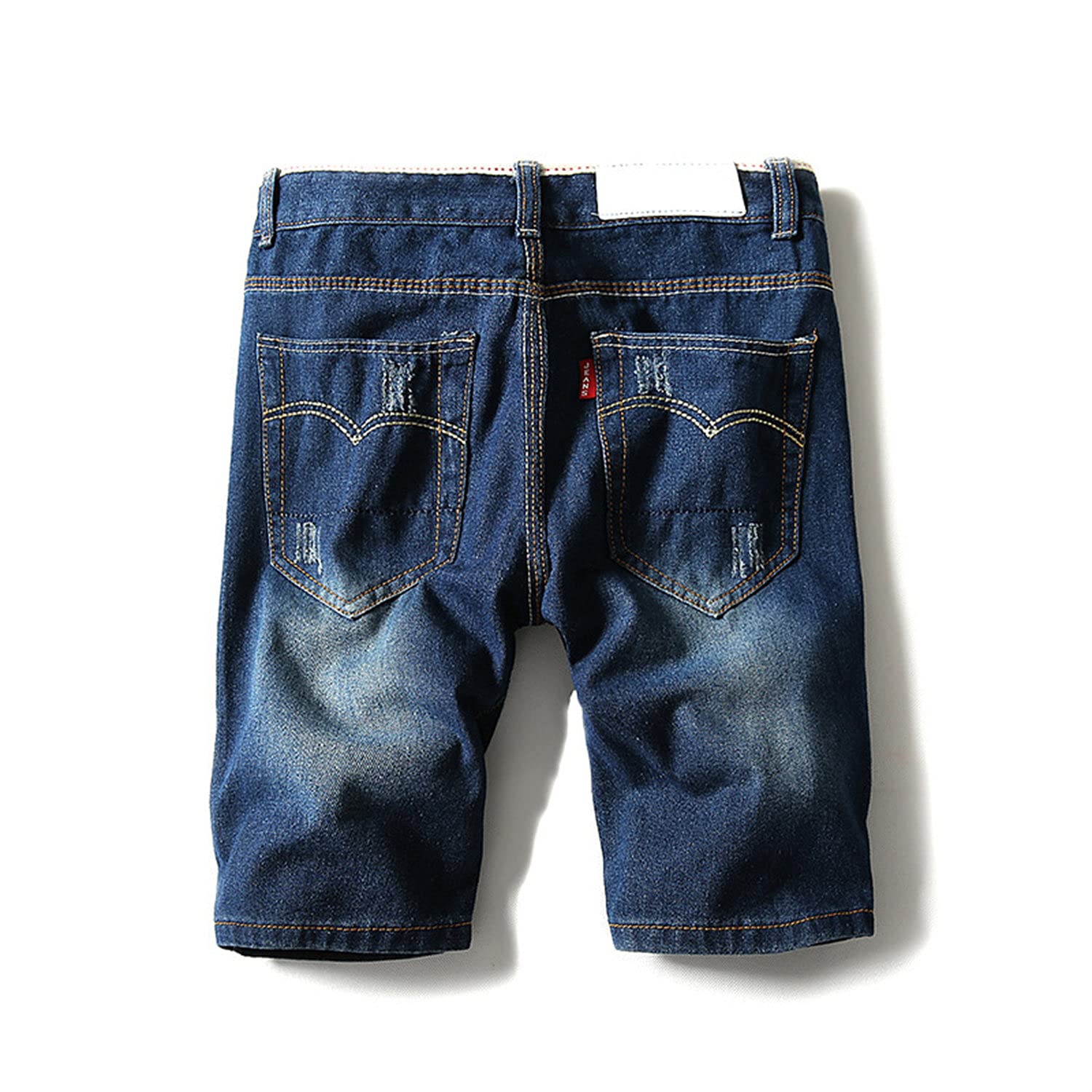 Men's Ripped Distressed Slim Fit Stretch Denim Shorts - Light Blue Casual Straight Leg Jeans with Broken Holes | Perfect for Summer Outings, Beach Trips & Streetwear Fashion (Size 30)
