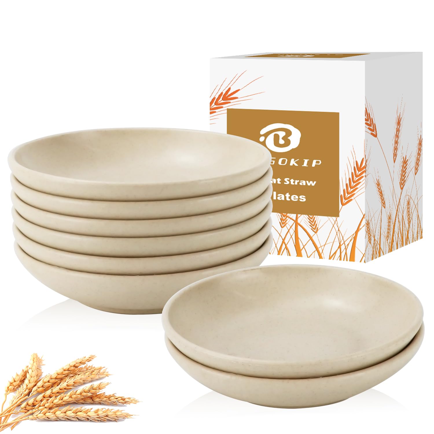 4 Inch Wheat Straw Plates 8 Pieces - Eco-Friendly Unbreakable Dipping Bowls, Small Soy Sauce Dishes & Serving Bowls for Side Dishes, Condiments, Appetizers (Beige) - Perfect for Parties, Picnics, and Everyday Dining