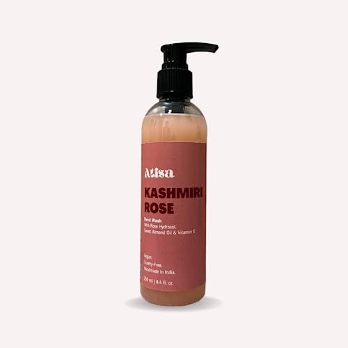 Atisa Kashmiri Rose Hand Wash - Natural Moisturizing Liquid Soap with Floral Fragrance for Bathroom, Kitchen & Guest Washroom | Gentle Cleansing for Dry & Sensitive Skin