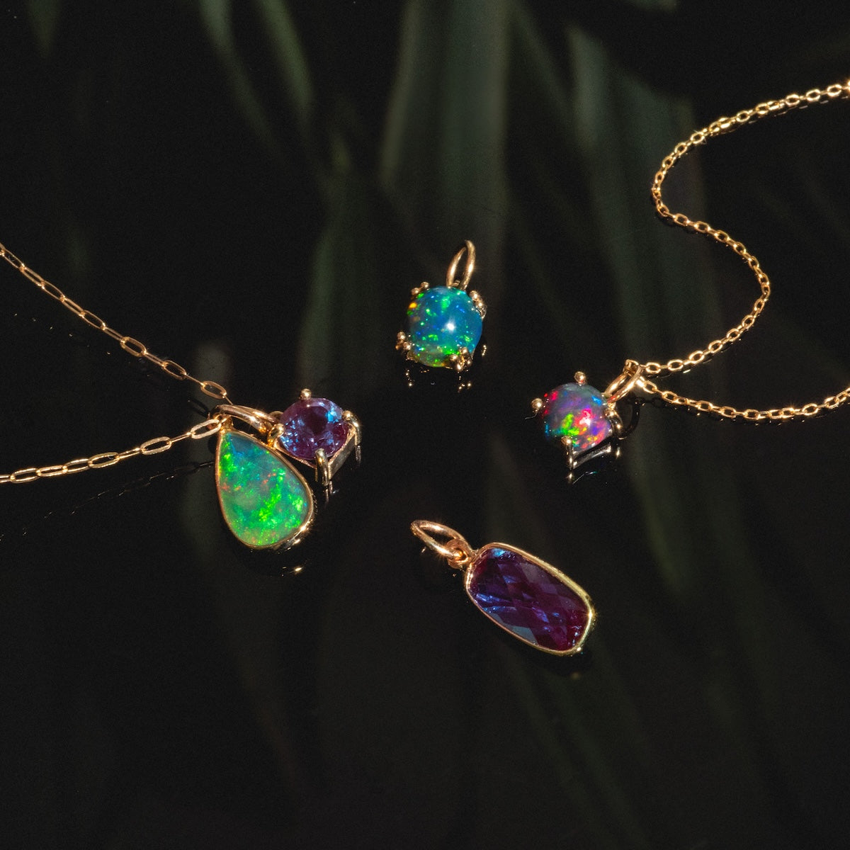 14K Gold Small Black Welo Opal Charm Pendant - Unique Handmade Jewelry Gift for Women, Perfect for Necklaces, Bracelets & Special Occasions