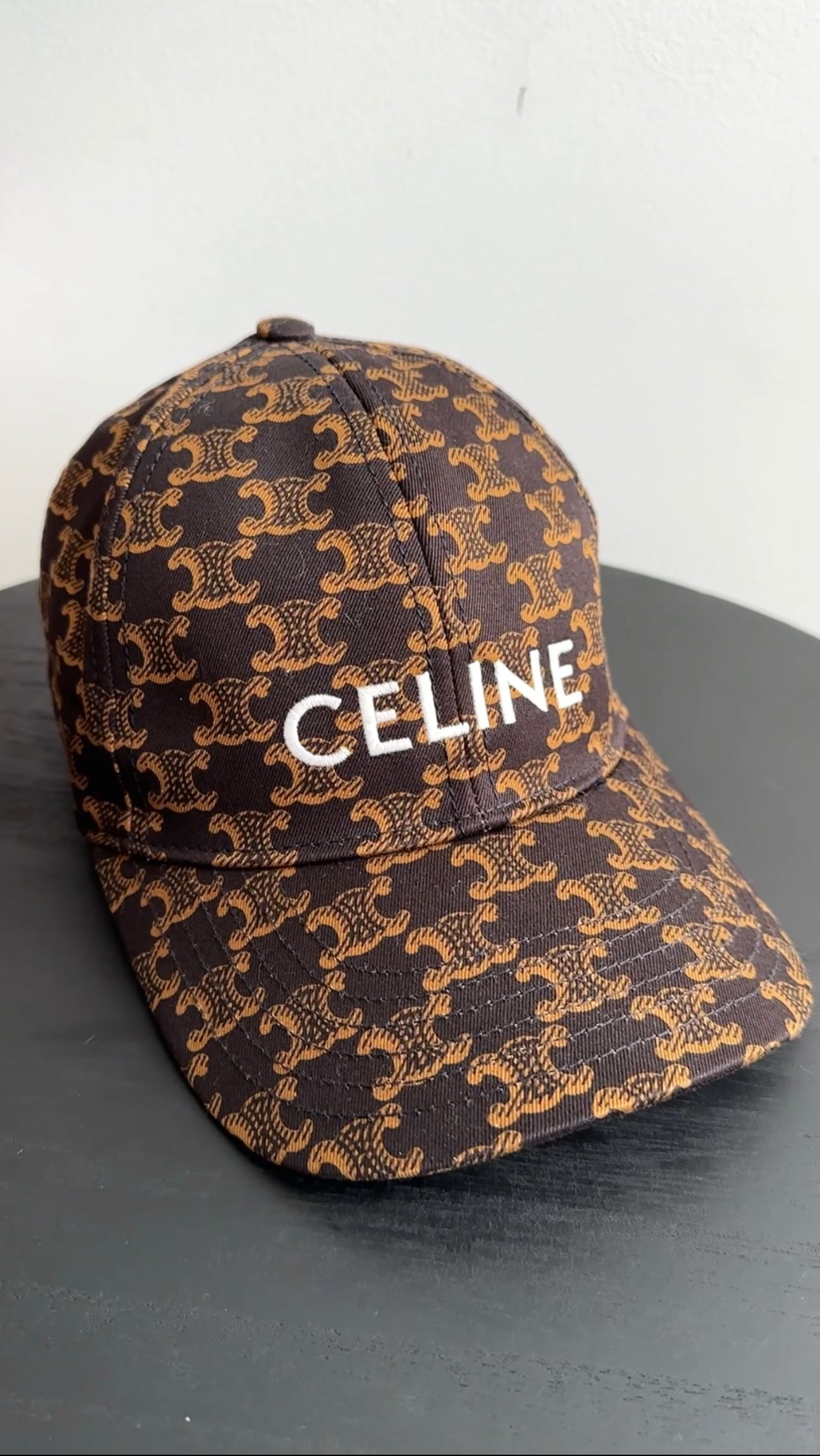 Celine Triomphe Black & Brown Logo Baseball Cap - Luxury Designer Hat for Women & Men | Perfect for Streetwear, Travel & Fashion Outfits