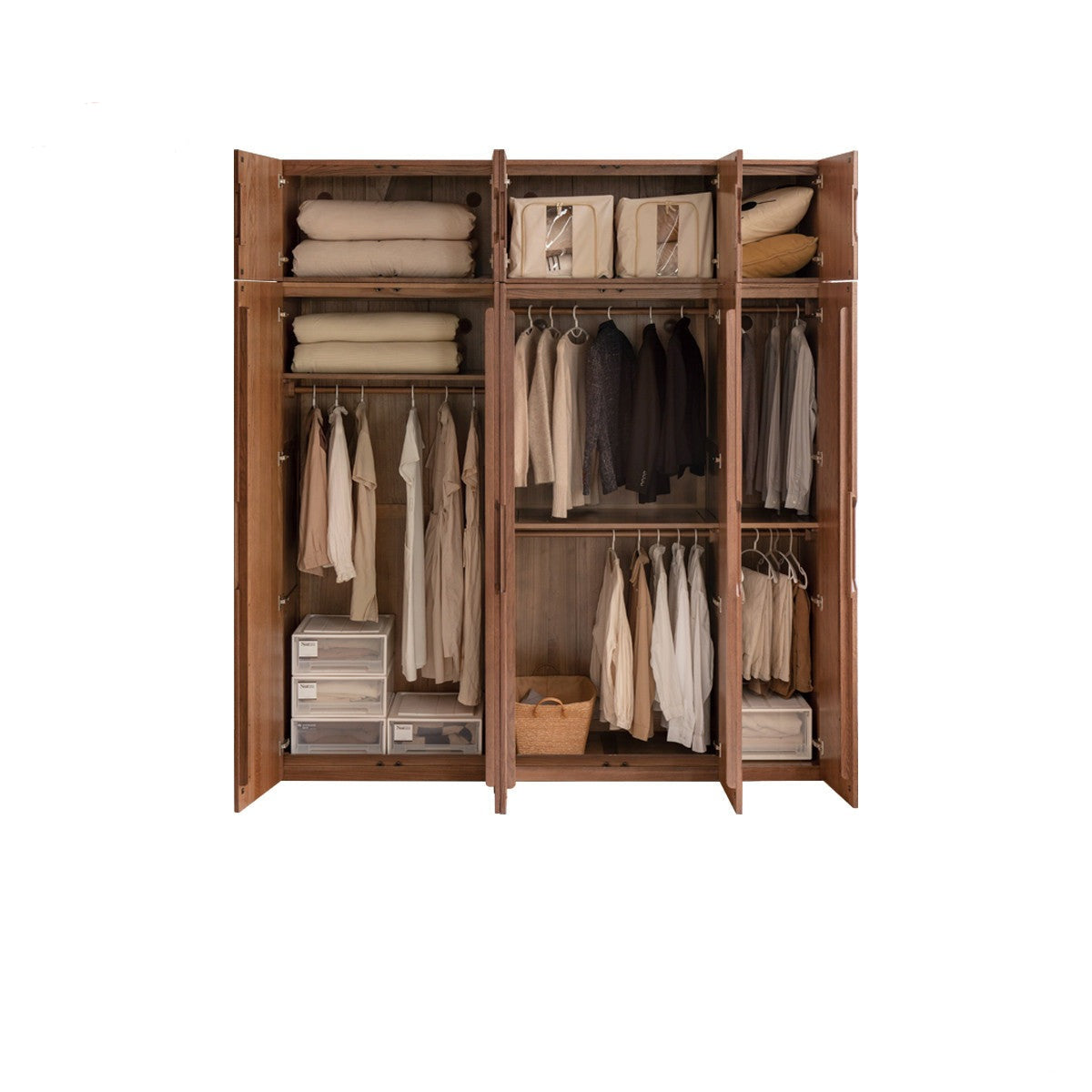 Solid Oak Wood Modern Wardrobe - Stylish & Durable Closet for Bedroom, Walk-In Closet, or Guest Room Storage