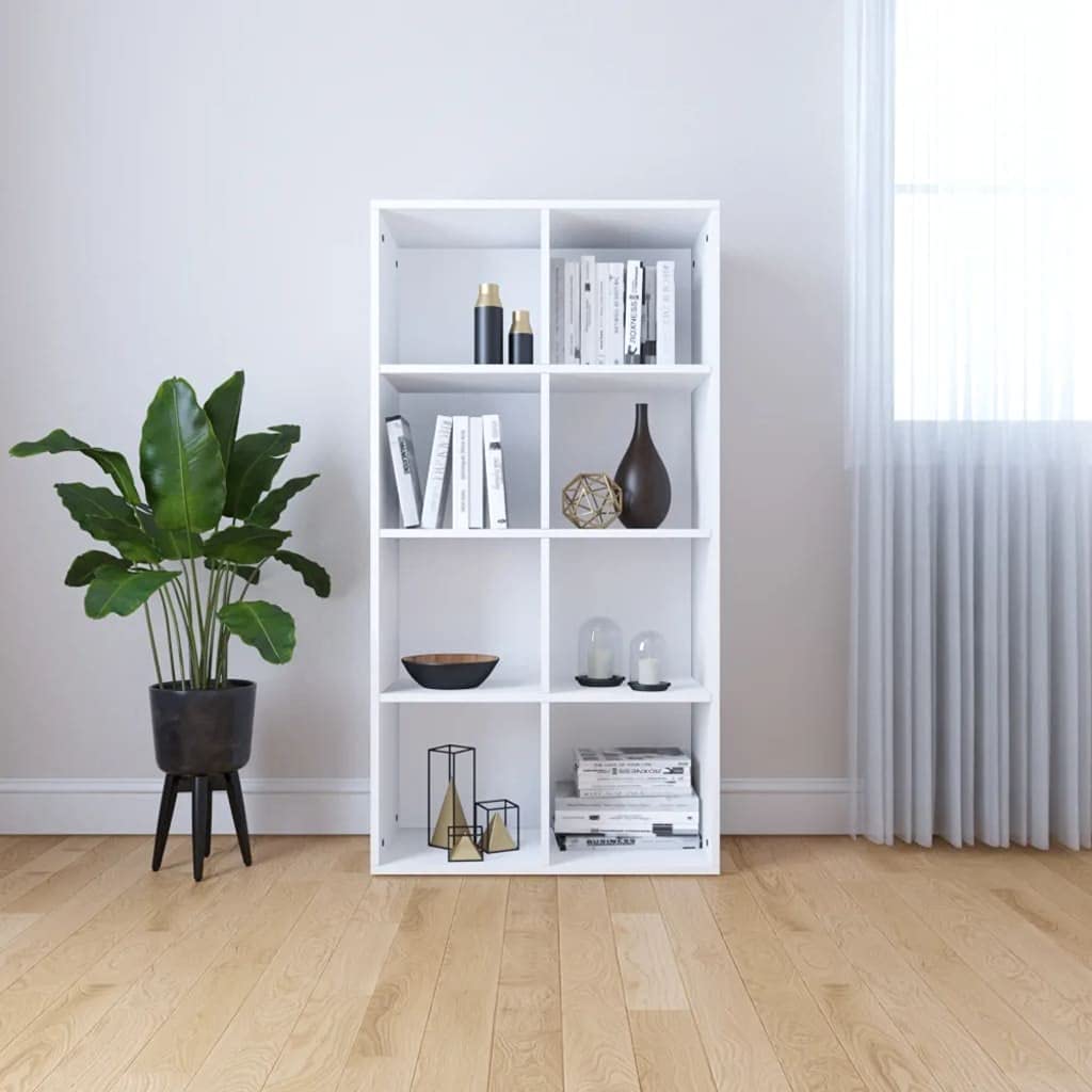 4-Tier Double Wide Bookcase - Sturdy Bookshelf & Storage Shelves for Bedroom, Living Room, Office, Library - White - Perfect as Room Divider, Plant Stand or Home Organization Solution