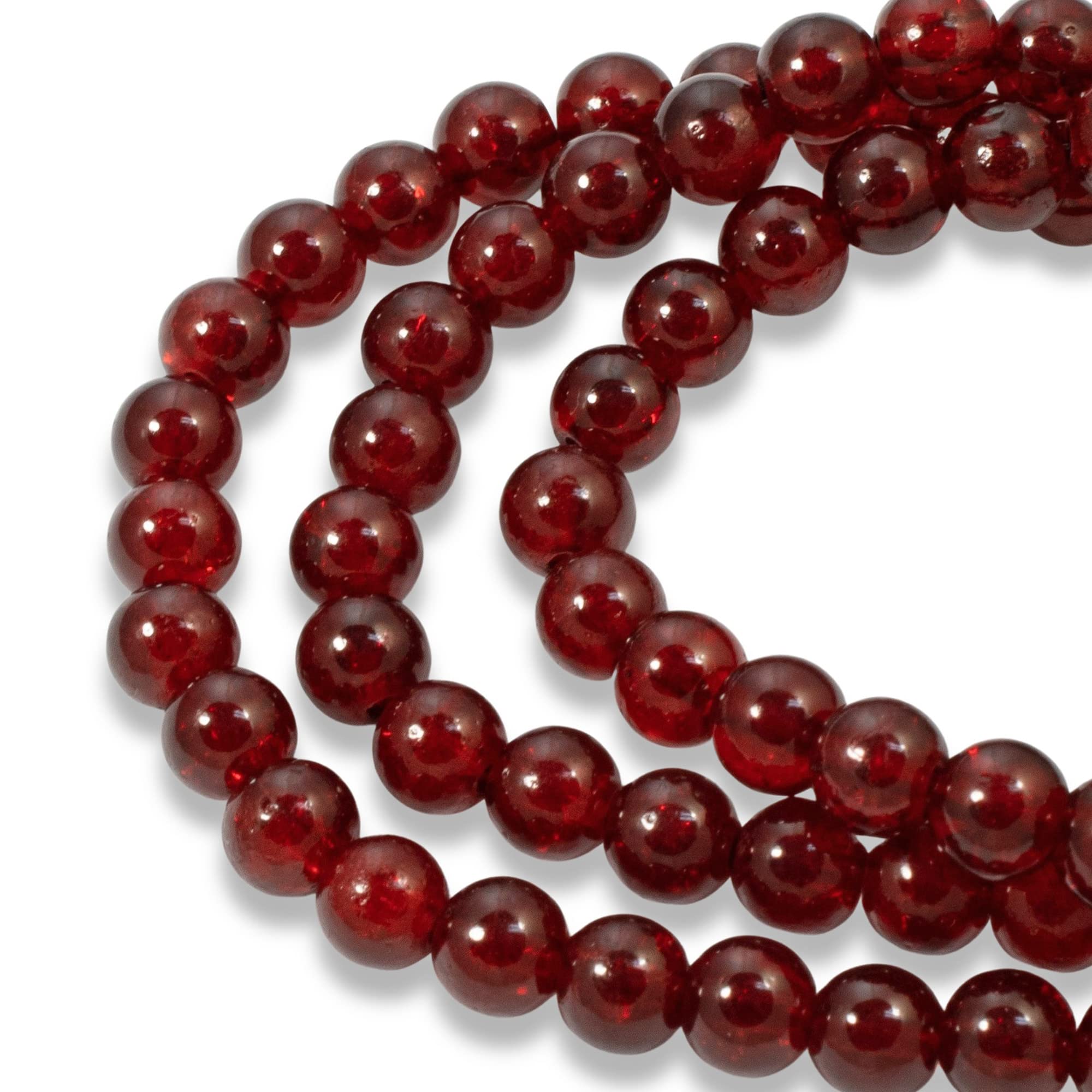100pcs 6mm Ruby Red Round Crackle Glass Beads - Small Dark Red Beads for DIY Jewelry Making, Bracelets, Necklaces - Perfect for Christmas Crafts, Holiday Decorations & Gift Making
