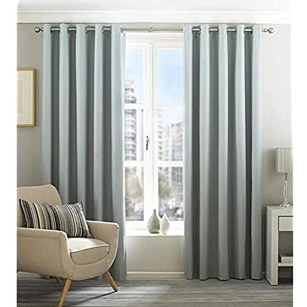 Riva Home Eclipse Blackout Eyelet Curtains - Polyester Fabric, Duck Egg Blue, 66