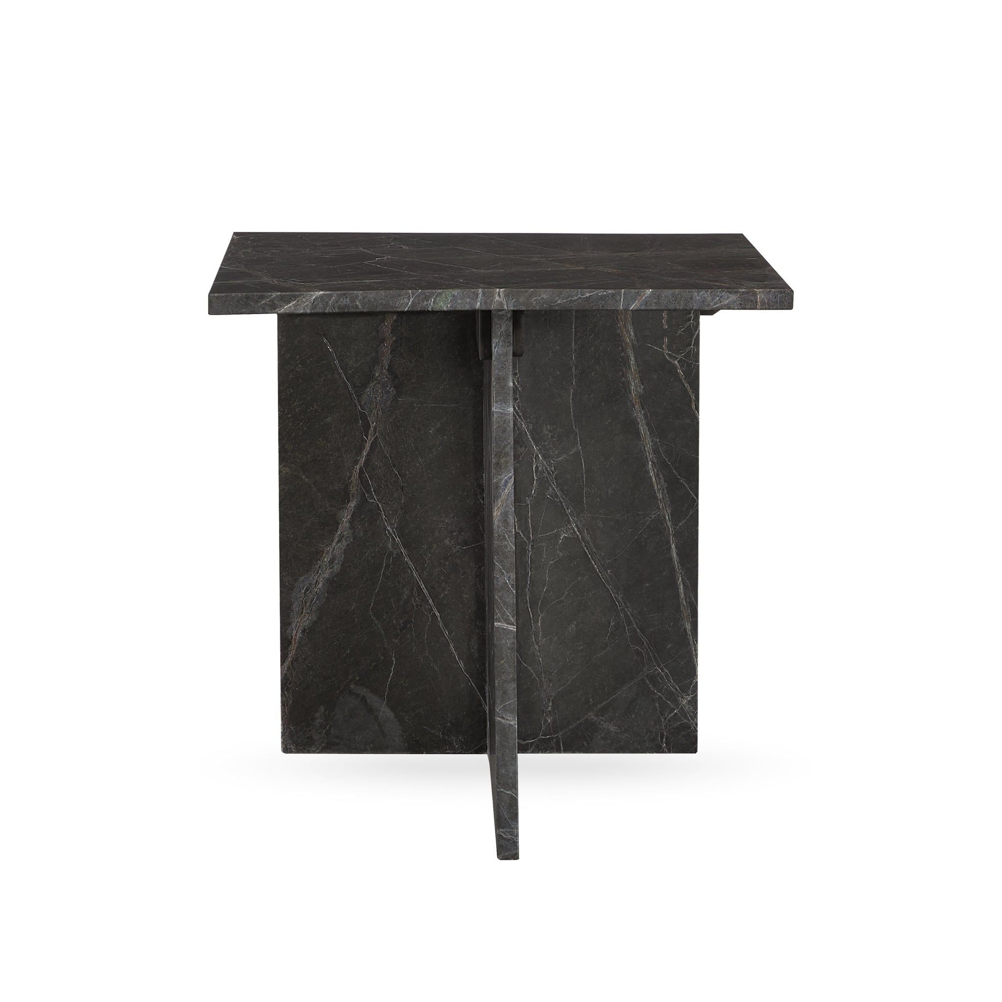 Bexly Modern Marble Square End Table - Stylish Living Room Side Table for Sofa, Bedroom & Office Decor
