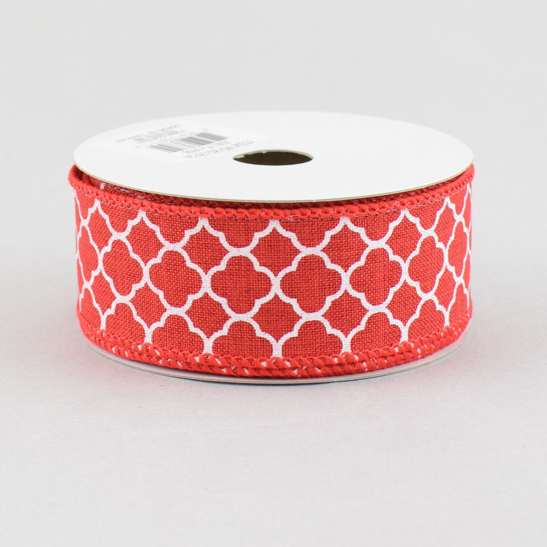 1.5 Inch Quatrefoil Ribbon - Red and White Pattern (10 Yards) for Gift Wrapping, Wedding Decorations & Craft Projects