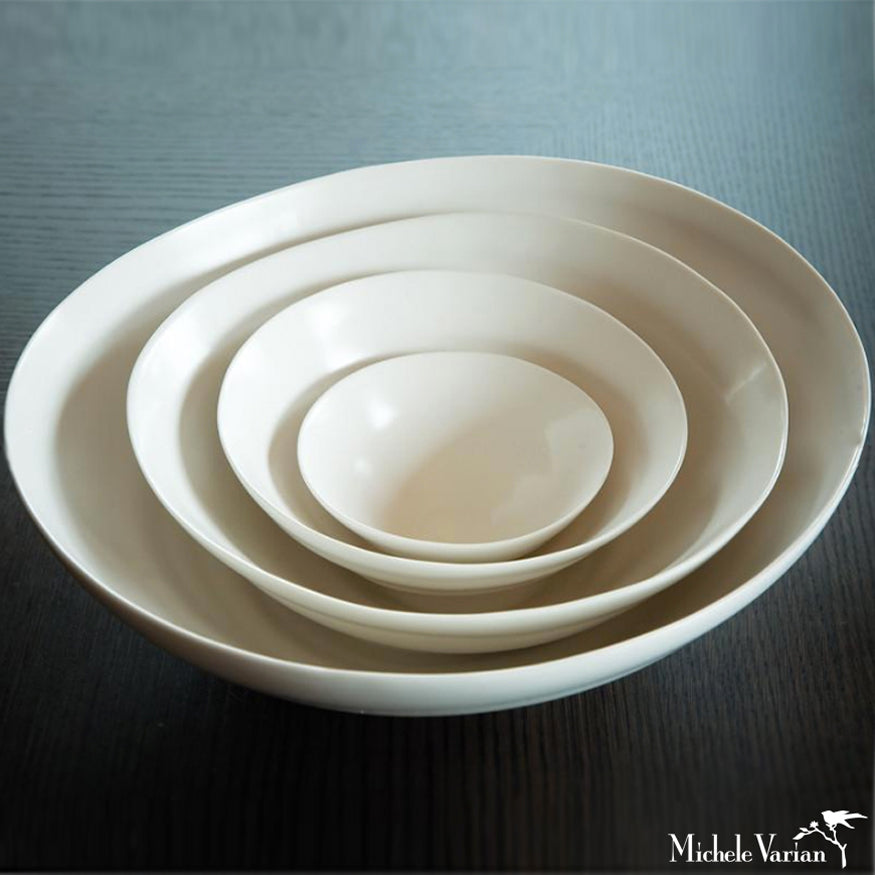 Premium Matte Porcelain Fruit Bowls - Set of 4 White Ceramic Serving Bowls for Kitchen, Dining Table, Fruit Display & Home Decor