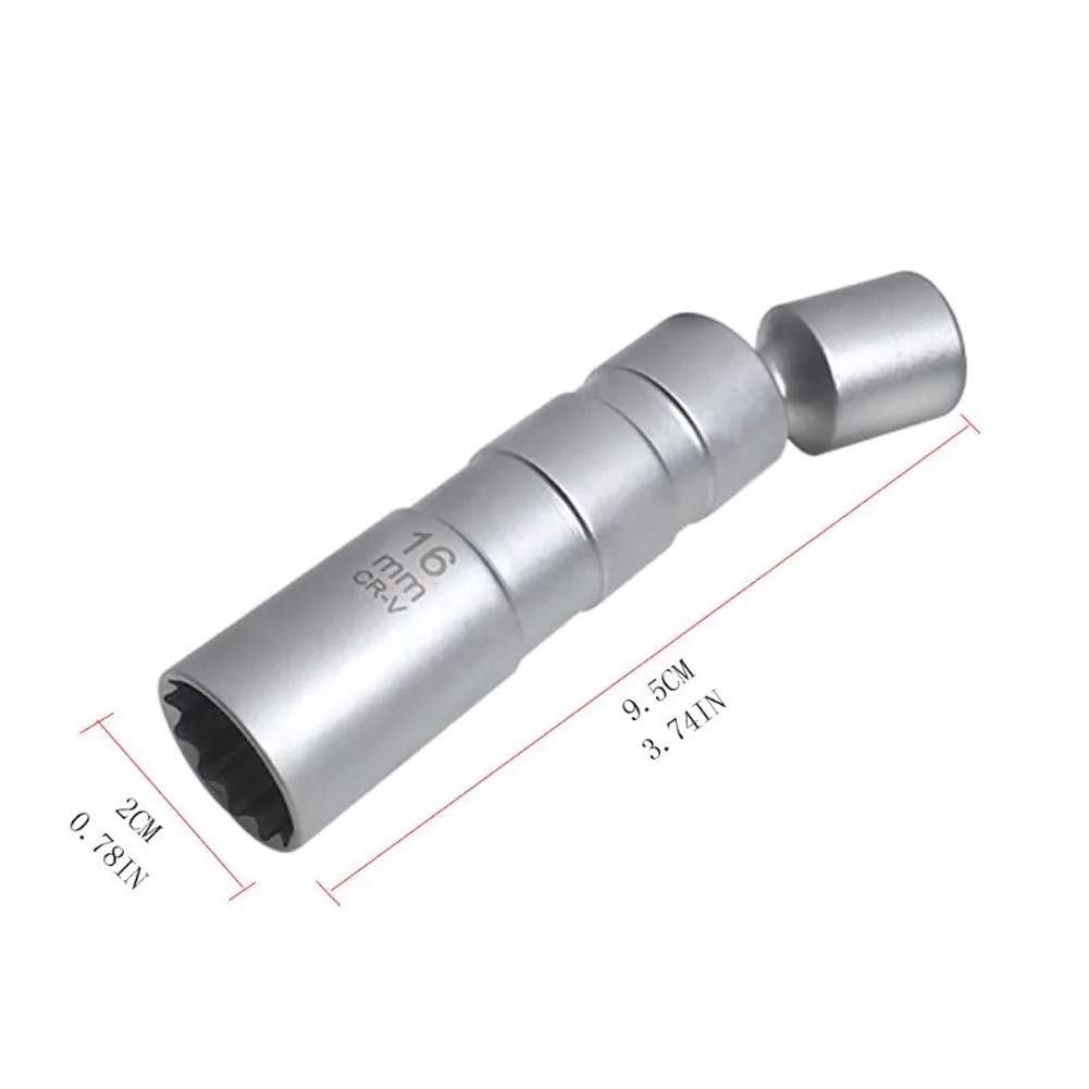 16mm Magnetic Swivel Spark Plug Socket - 3/8