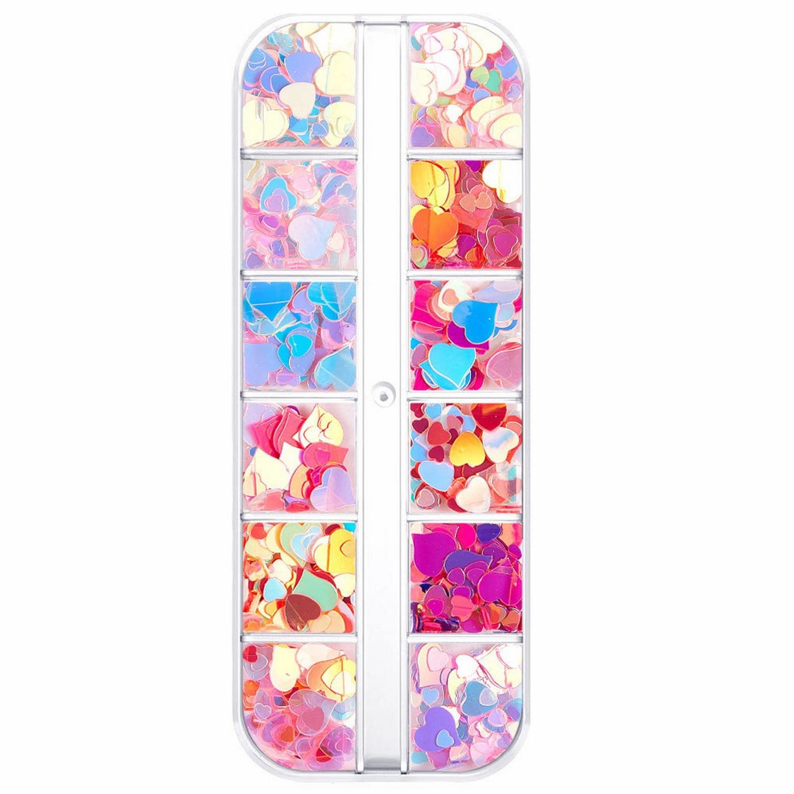 Sparkling Heart Sequins for Nails - Face & Body Glitter Art - Nail Art Accessories & Acrylic Nail Decorations (Size B, One Size) - Perfect for DIY Manicures, Festival Makeup & Party Glam Looks