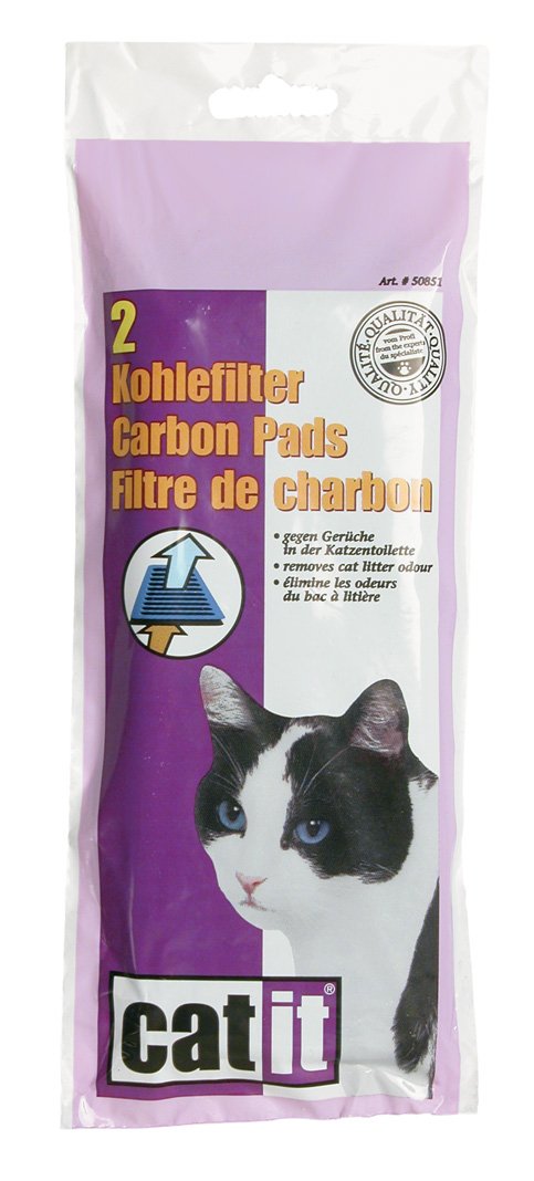 Catit Carbon Pads for Hooded Cat Litter Box - Odor Absorbing Charcoal Filters for Fresh Smelling Home - Perfect for Small Spaces & Multi-Cat Households