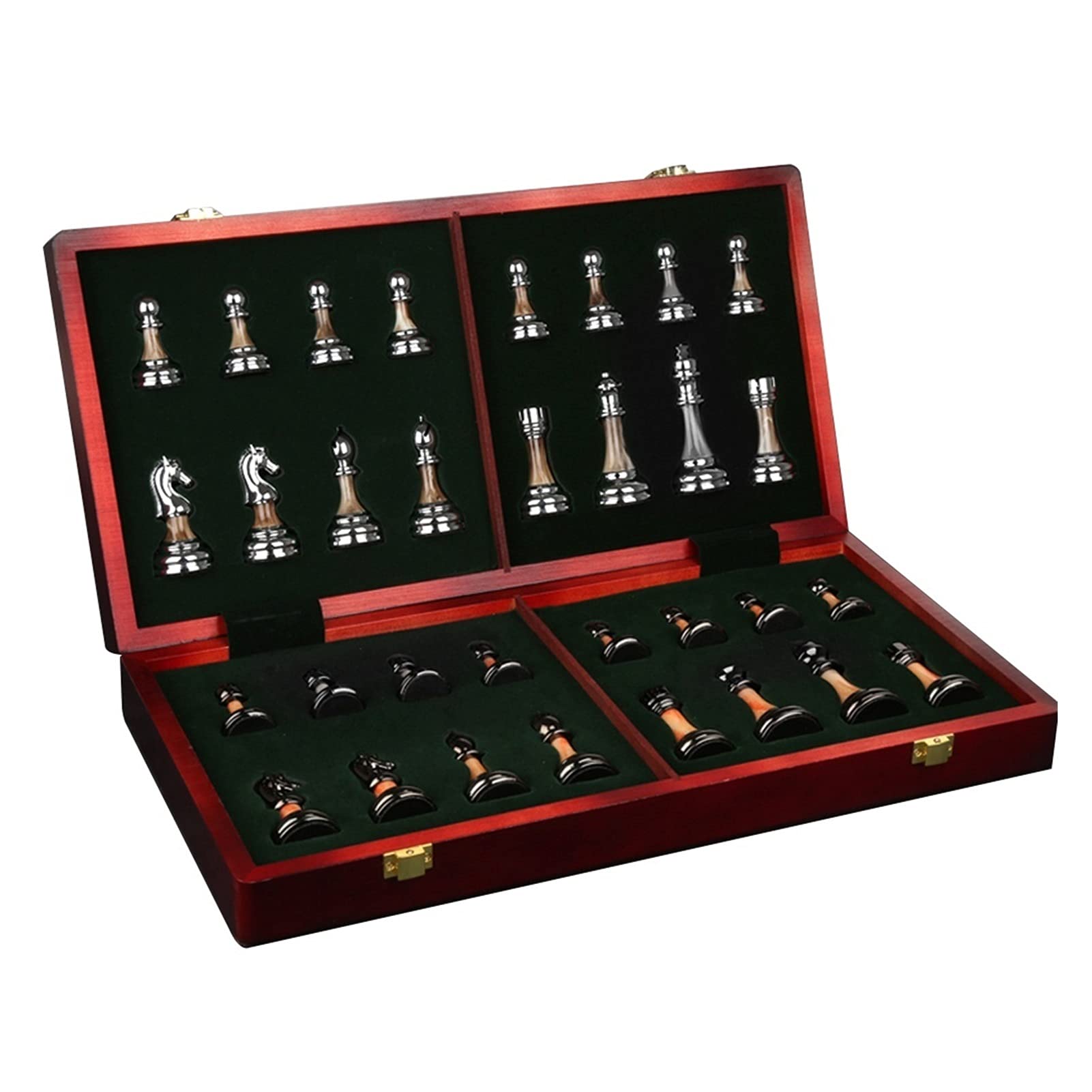 Premium Folding Wooden Chess Set for Adults & Kids - Handcrafted International Chess Board with Classic Metal Pieces - Perfect for Travel, Gifts, and Family Game Nights