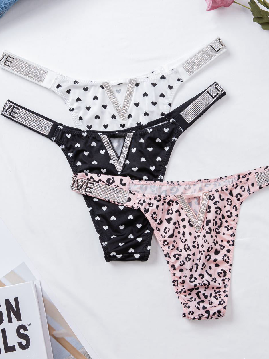 ZASUWA Women's V Back Sparkling Diamond Panties - Sexy Lingerie for Special Occasions & Romantic Nights