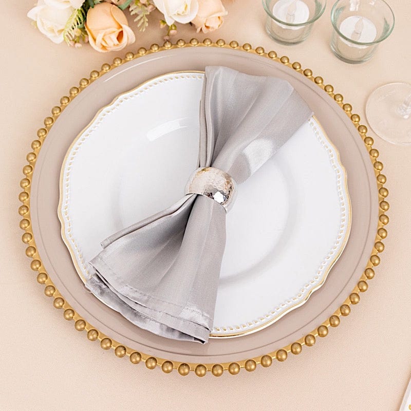 Premium 20x20 Inch Satin Table Napkins - Set of 5 Striped Elegant Dinner Napkins for Formal Dining, Wedding, and Holiday Parties