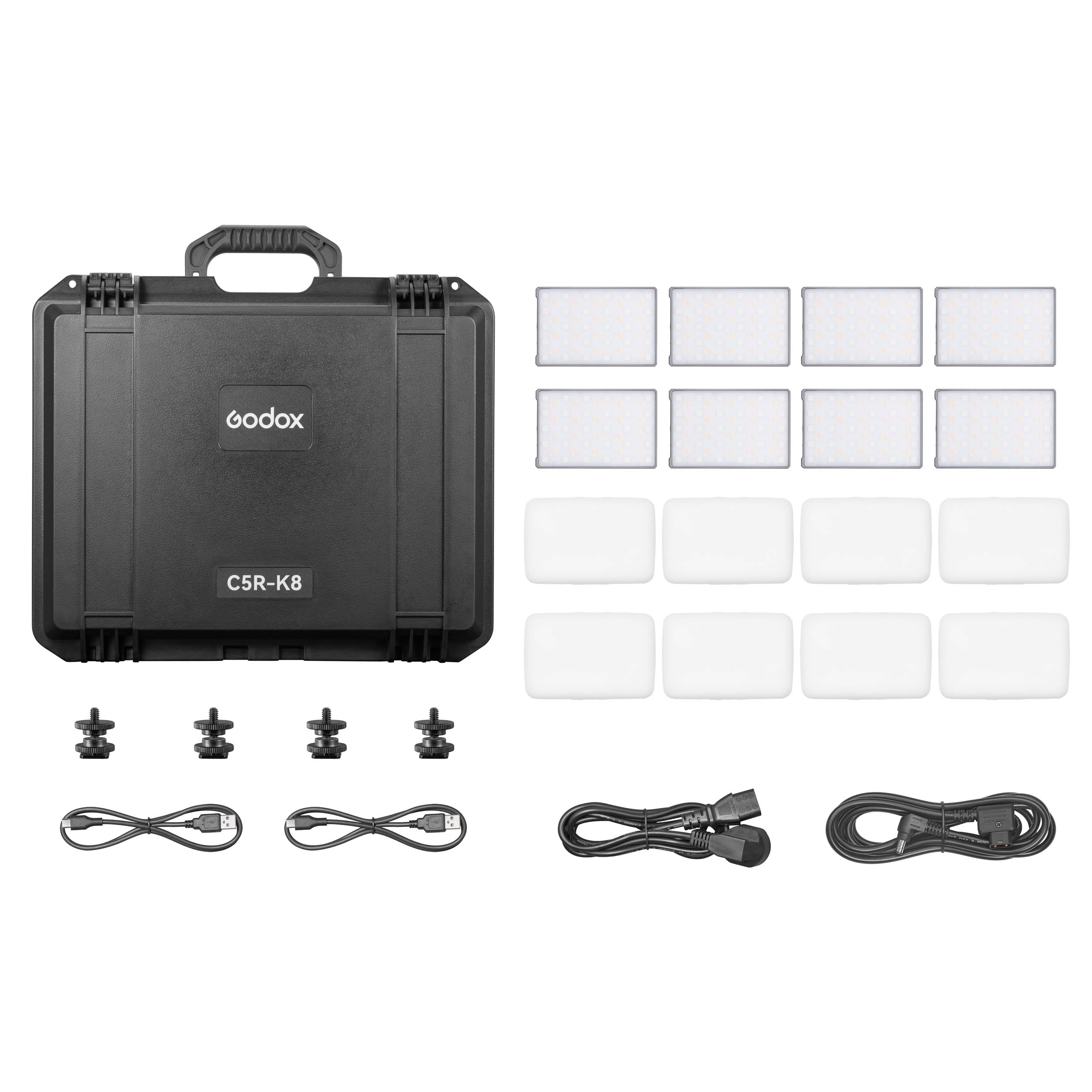 KNOWLED C5R K8 Compact 8-Light RGBWW LED Panel Kit - Portable & Creative Lighting for Photography, Events, and Home Decor