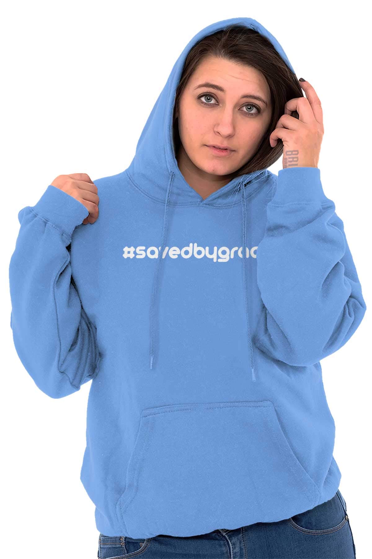Saved By Grace Christian Hoodie for Women - Classic Teaze Hashtag Pullover Sweatshirt | Church, Bible Study & Everyday Wear