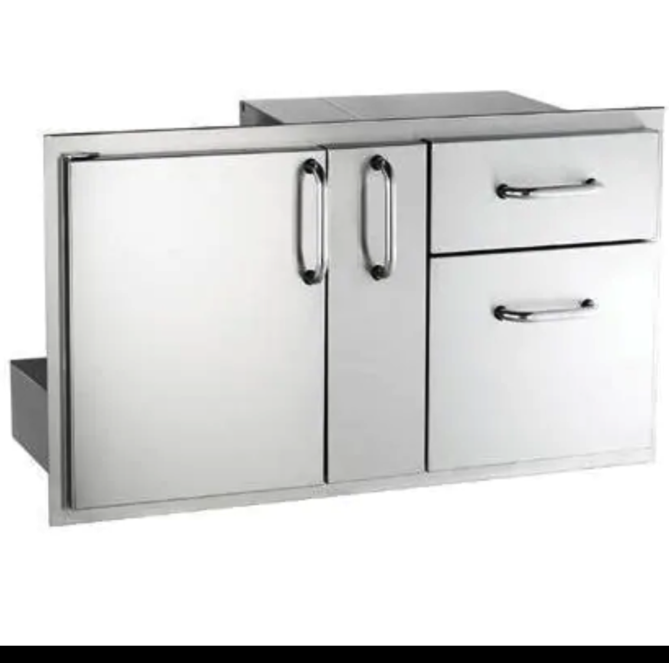 Fire Magic Select 36-Inch Access Door with Platter Storage & Double Drawer 33816S - Premium Outdoor Grill Accessory for Backyard BBQs and Patio Cooking