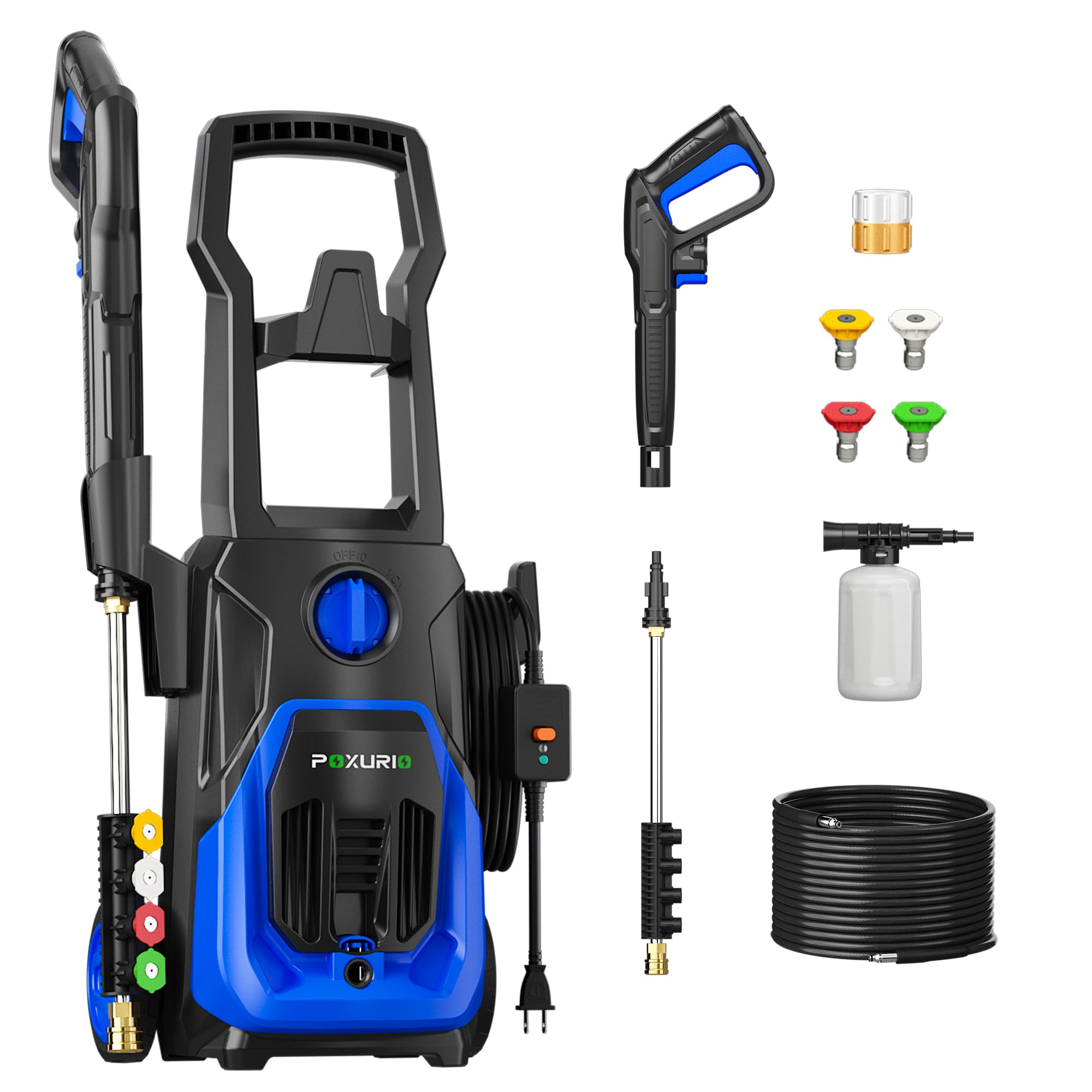 4000PSI 2.8GPM Electric Pressure Washer with Foam Cannon, 35FT Power Cord & 26FT Hose - Powerful Cleaning for Cars, Driveways, Patios, Fences, Decks and Outdoor Surfaces - Ideal for Home and Commercial Use