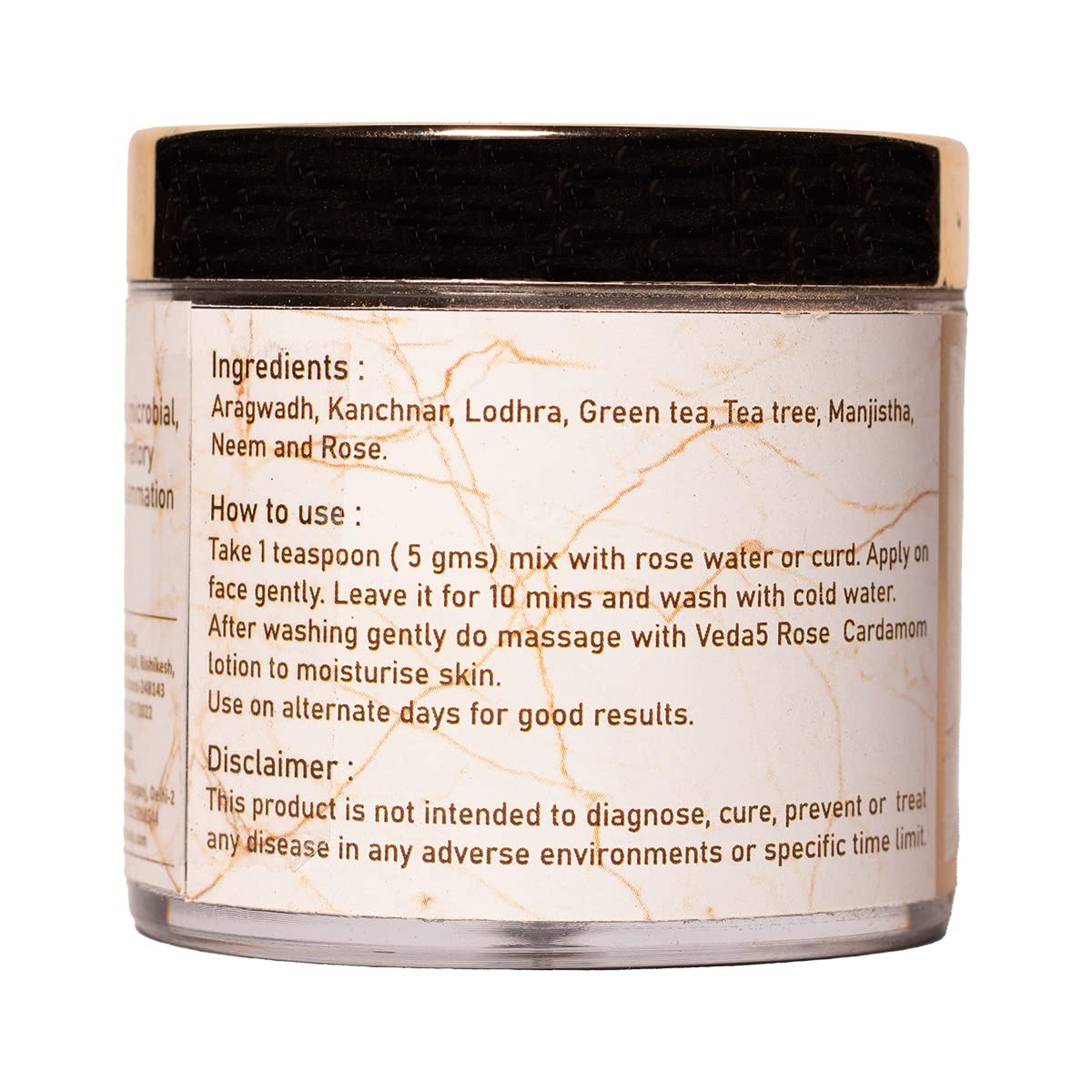 Veda5 Ayurvedic Anti Acne Face Mask with Green Tea Extract | Fights Acne, Reduces Pigmentation & Controls Oil | Brightens Skin, Deeply Nourishes & Hydrates | Suitable for All Skin Types | 50g - Himalayan Naturals | Perfect for Daily Skincare Routine & Acne-Prone Skin Treatment