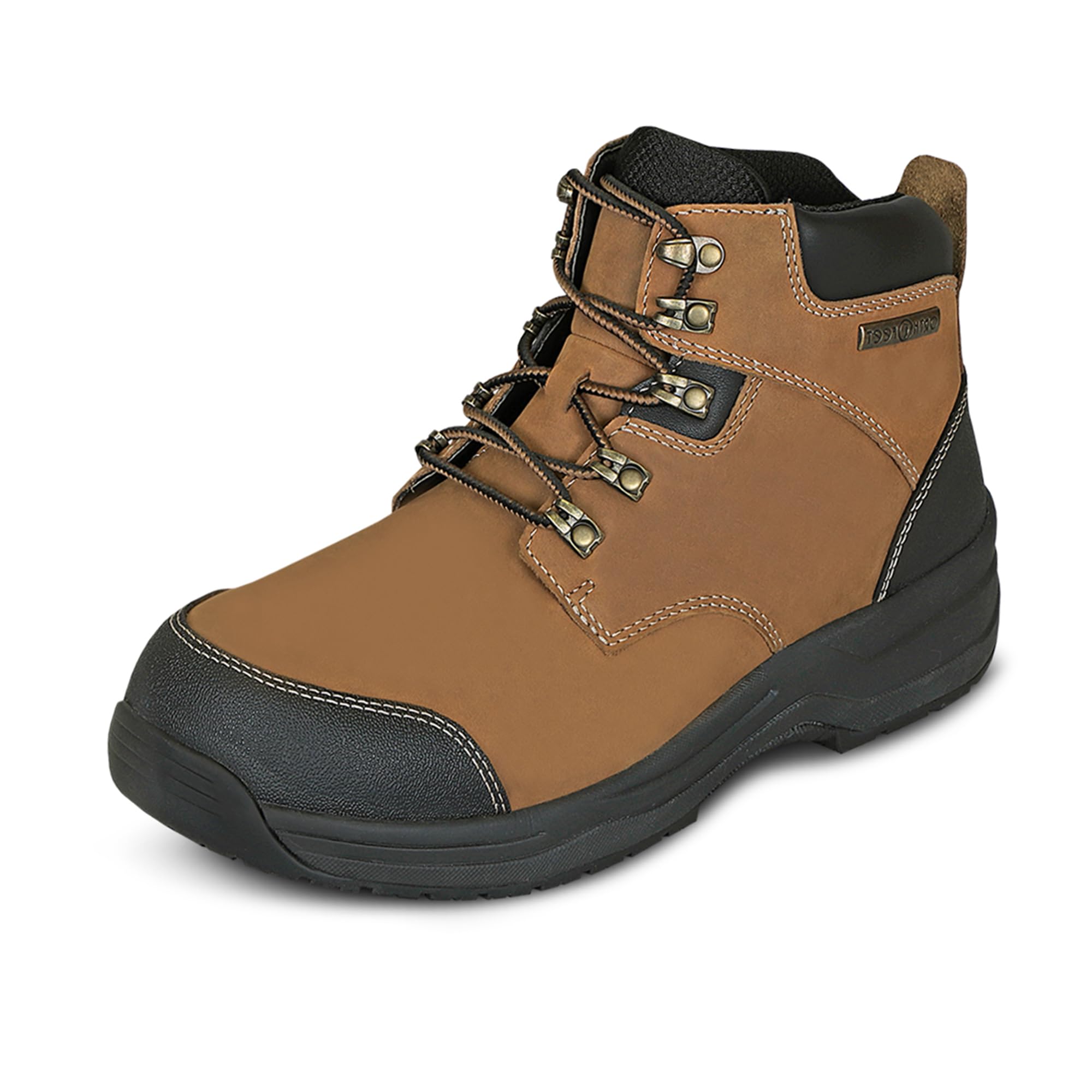 Orthofeet Men's Orthopedic Leather Work Boots - Waterproof, Comfortable & Supportive for Plantar Fasciitis - Ideal for Construction, Hiking & Outdoor Work