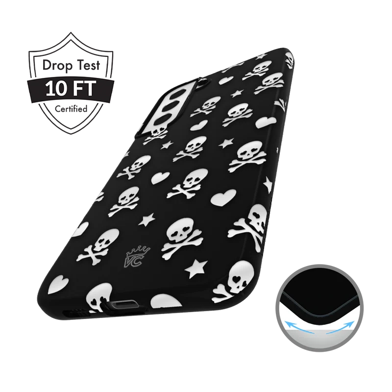 Stylish Chrome Skull Design Samsung Phone Case - Durable Protection for Galaxy S21/S20/Note 20 - Perfect for Halloween, Gothic Fashion & Motorcycle Enthusiasts