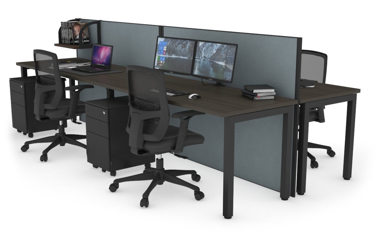 Horizon Quadro 4-Person Office Workstation Bench with Square Legs - 1200L x 700W Dimensions - Perfect for Collaborative Workspaces, Conference Rooms & Open Office Layouts