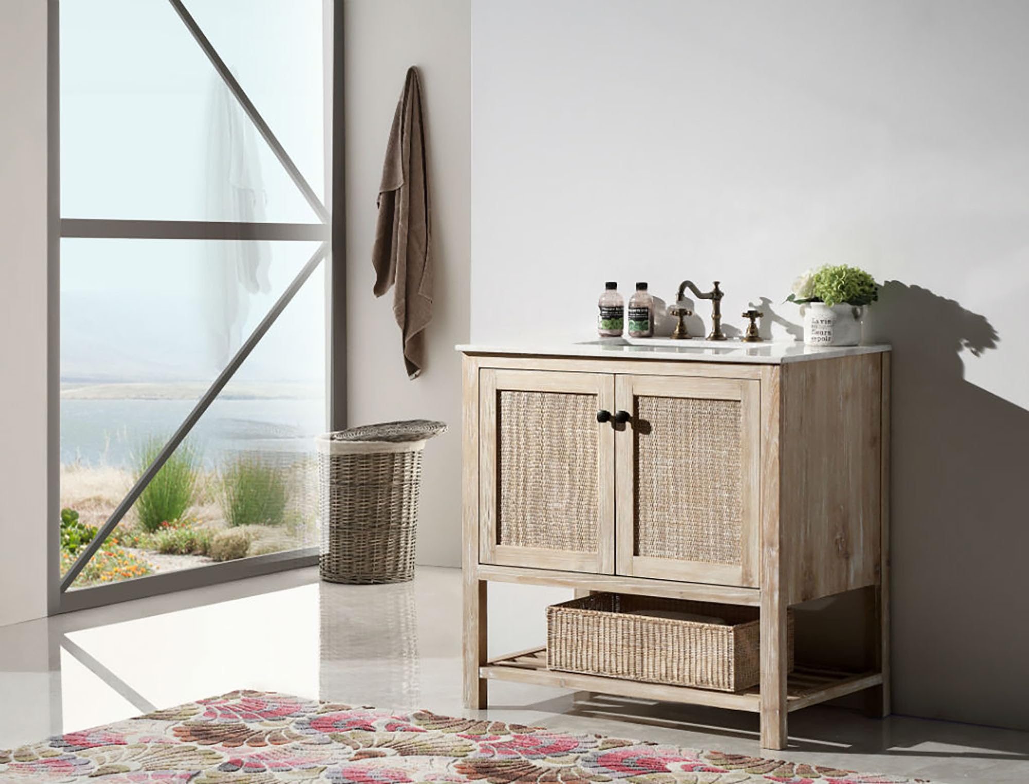 Legion Furniture WH5136 36-Inch White Wash Bathroom Vanity with Sink - Modern Farmhouse Style for Small Bathrooms & Powder Rooms