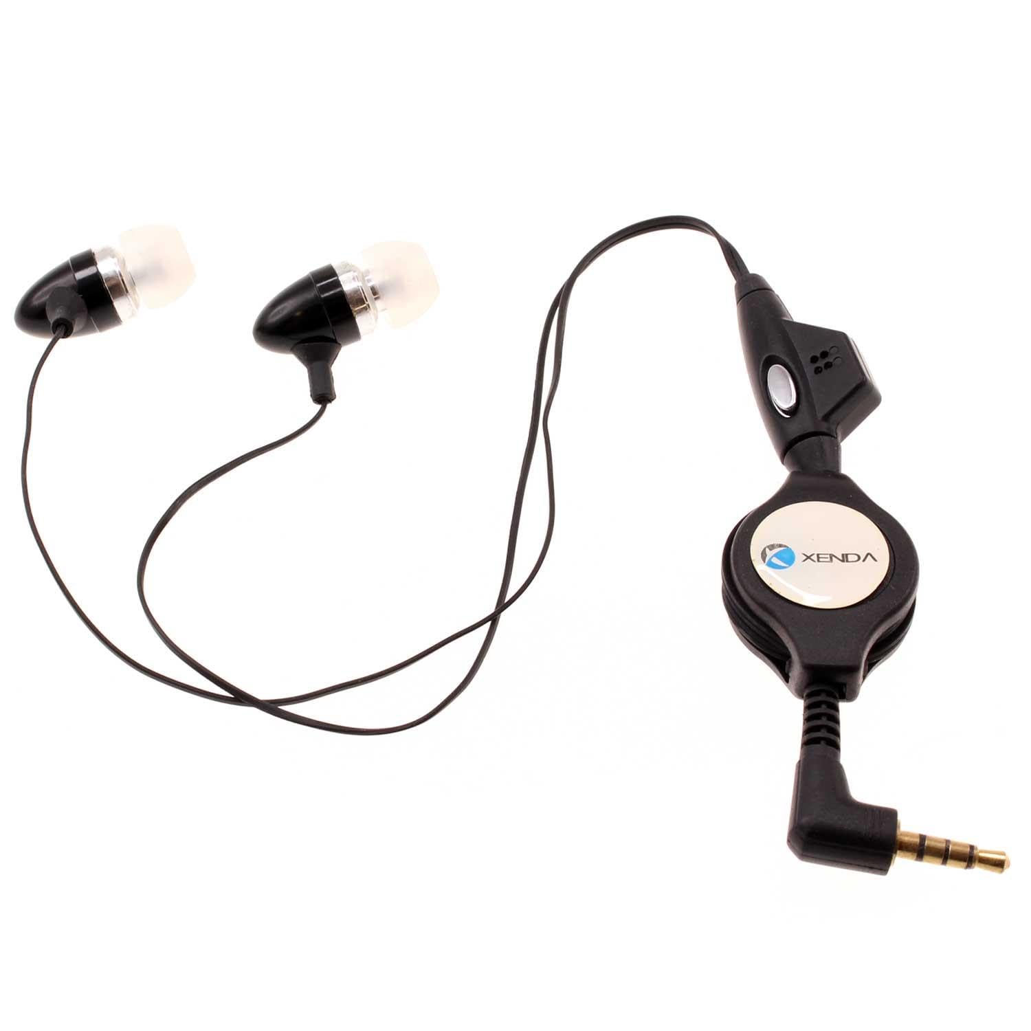 Retractable Wired Headphones with Mic - 3.5mm Earbuds Compatible with Cricket Outlast 5G & AT&T Motivate Pro 5G | Hands-Free Headset for Workouts, Commuting & Office Use