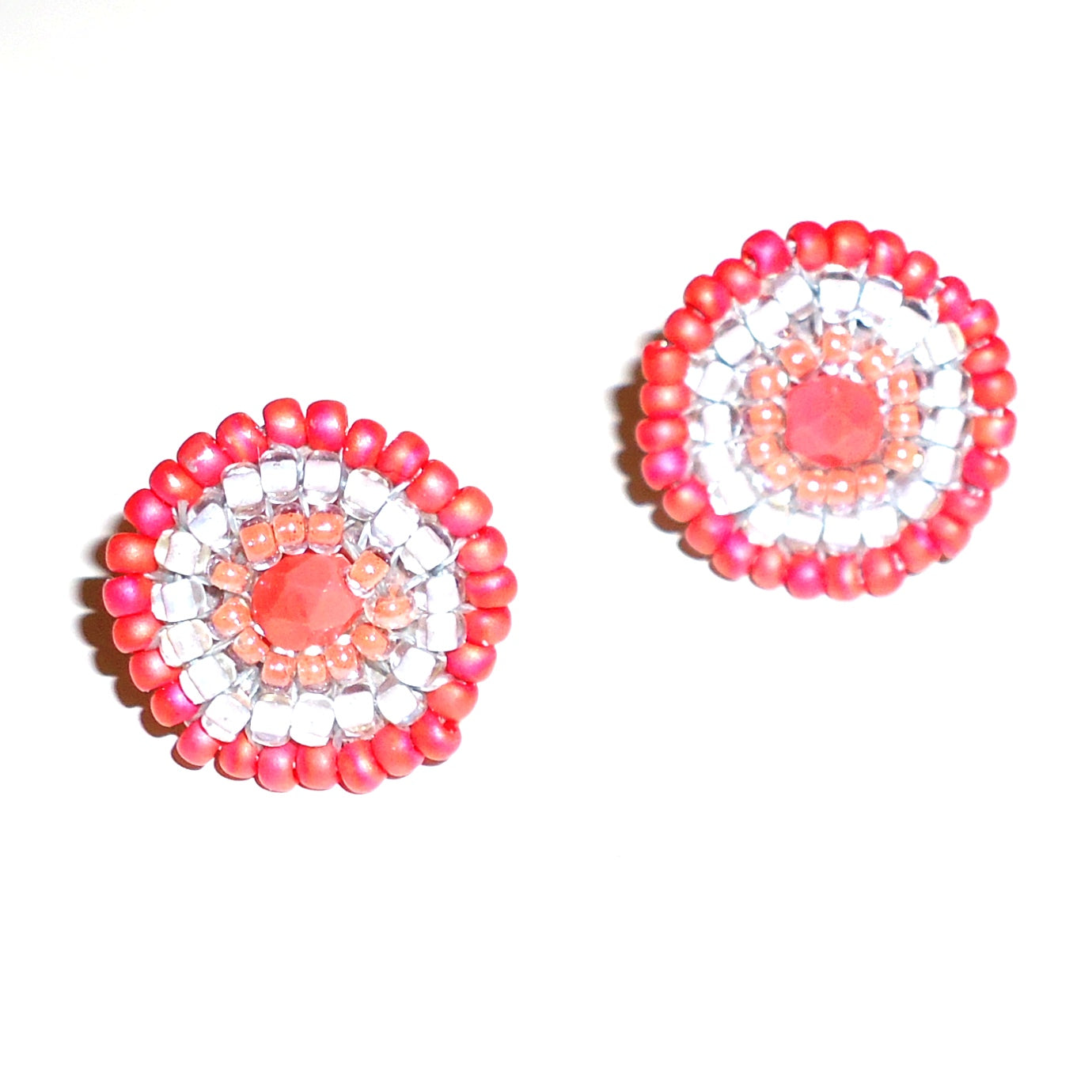 Seed Bead Post Earrings - Peach Color Dainty Stud Earrings for Women | Perfect for Everyday Wear, Parties & Special Occasions