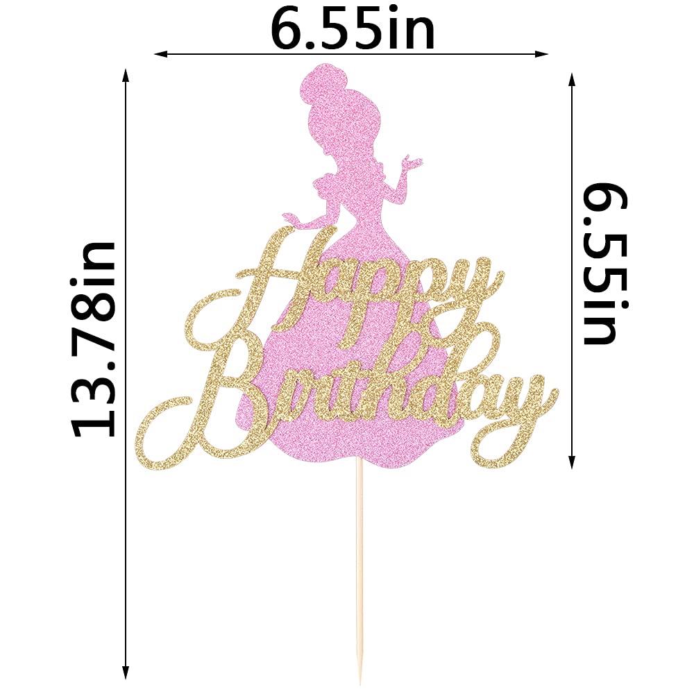Happy Birthday Princess Cake Topper | Baby Shower & Girls Birthday Party Decorations | Cake Decorating Supplies for Princess Theme Parties | Perfect for Birthdays, Baby Showers & Special Celebrations