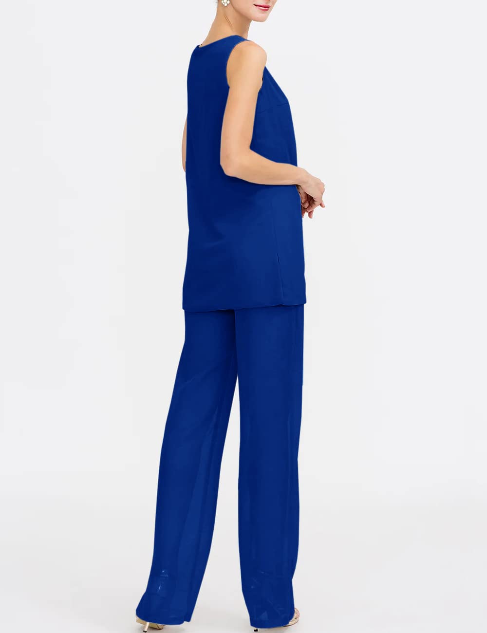 Elegant Chiffon Mother of The Bride Pant Suits 3-Piece Set - Formal Wedding Outfit & Evening Gown for Women - Perfect for Weddings, Receptions, and Special Occasions