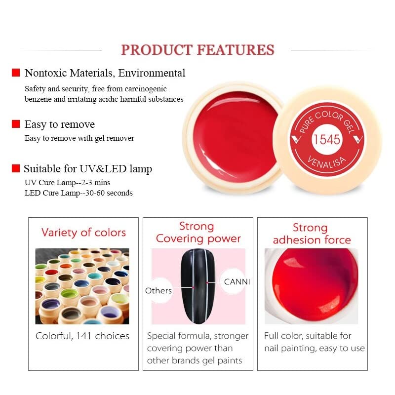 VENALISA 5ml UV Color Gel Nail Polish Set - 1650 Shade for Nail Art, Manicure & Salon DIY at Home | Long-Lasting Gel Paint for Beginners & Professionals | Perfect for Parties, Weddings & Daily Nail Care