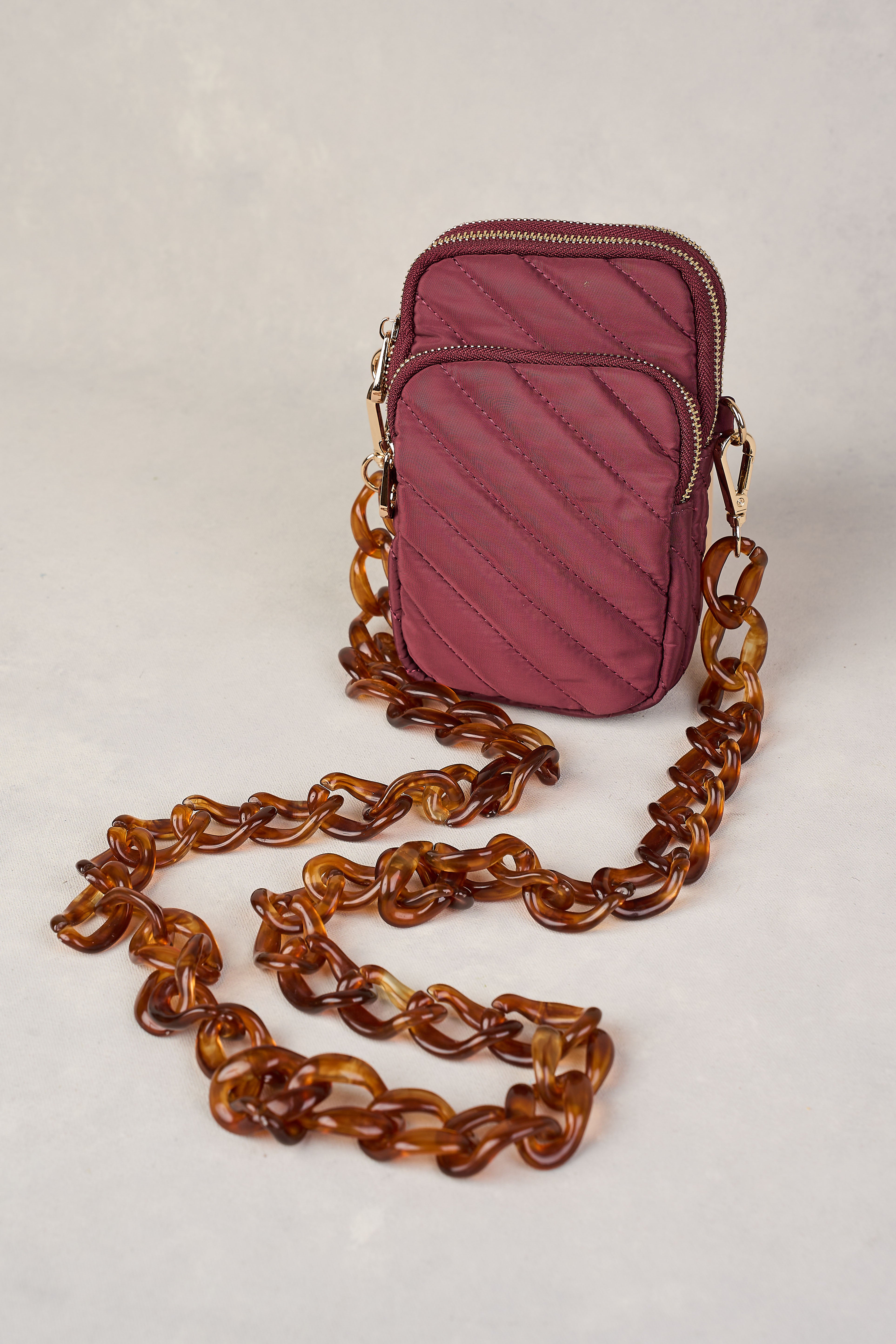 Manon Quilted Crossbody Phone Bag for Women - Merlot Wine Color | Perfect for Everyday Use, Travel, and Hands-Free Convenience