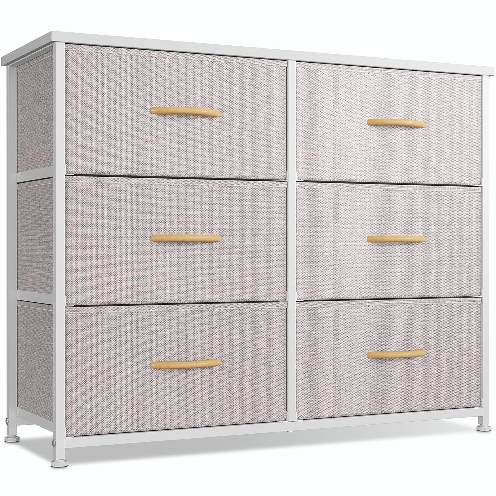 CubiCubi 6-Drawer Tall Dresser for Bedroom - Sturdy Steel Frame with Wood Top, Light Grey Storage Organizer - Perfect for Bedroom, Hallway & Closet Organization