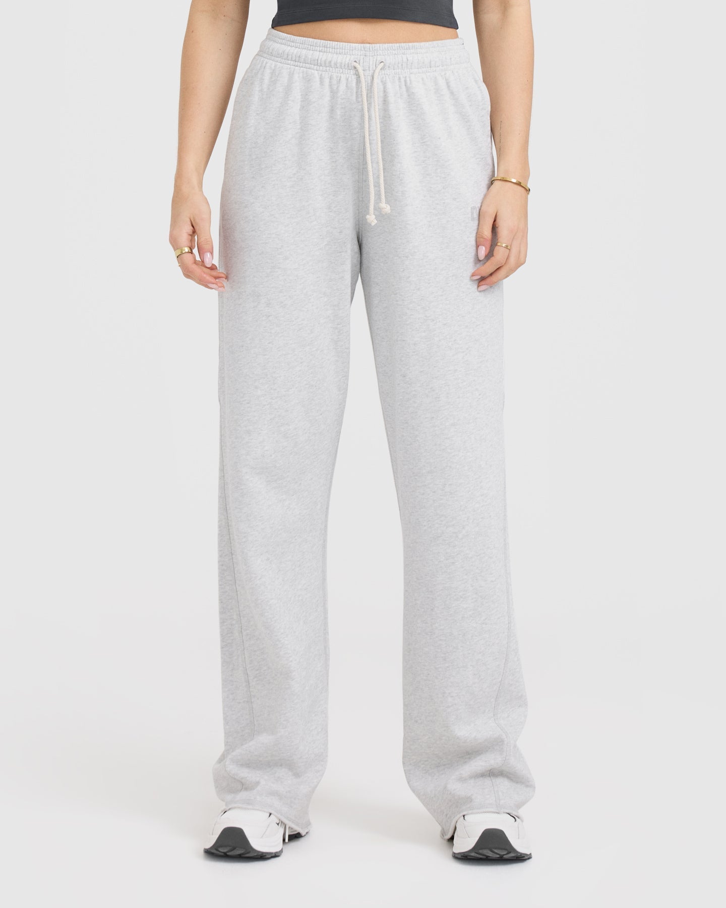 Raw Lounge Wide Leg Joggers for Women - Soft Light Grey Marl Sweatpants | Comfortable Loungewear for Yoga, Travel & Relaxation at Home