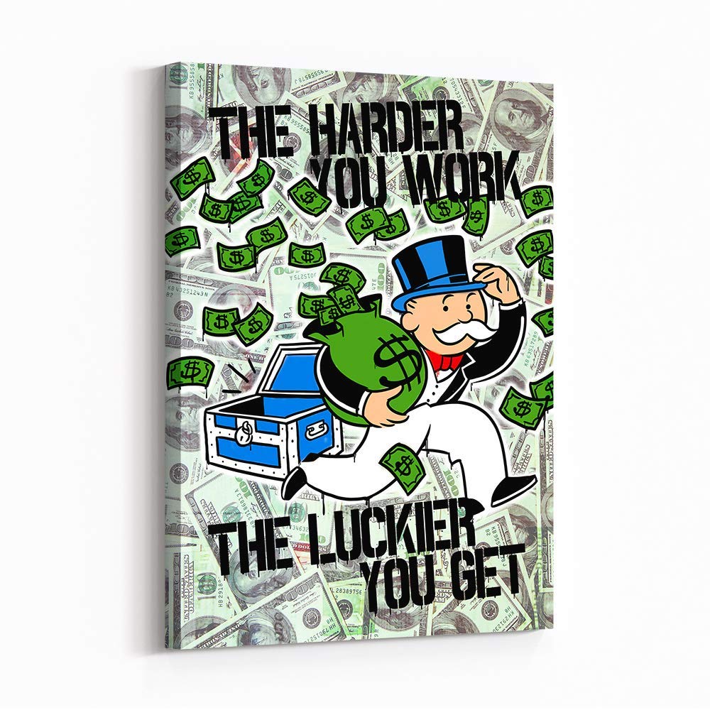 Inktuitive 'Game Changer' Motivational Wall Art - Monopoly Pennybags Inspirational Quotes Canvas Print (16x12 Inch) - Perfect for Office, Home & Study Room Decor
