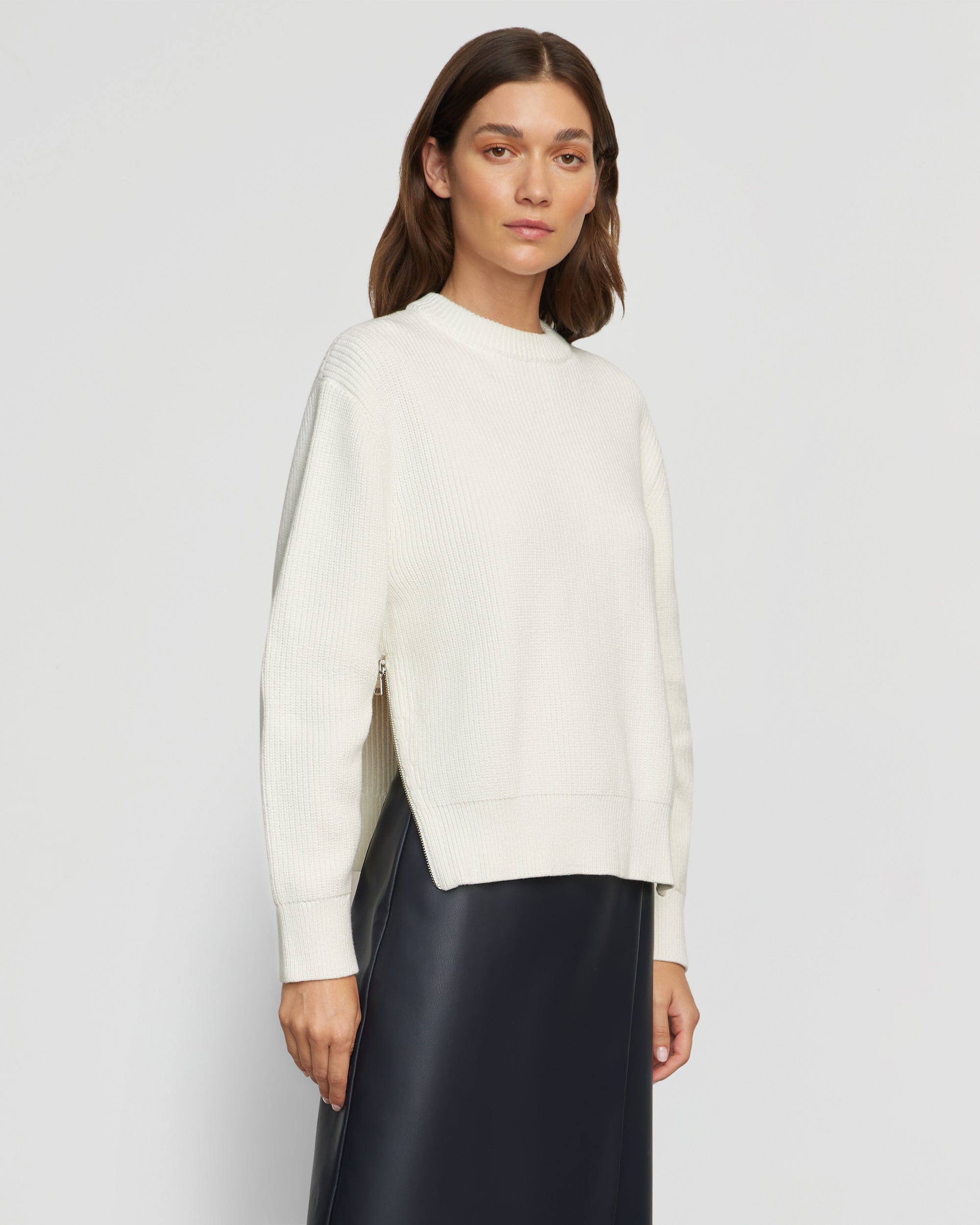 Organic Cotton Side Zip Sweater for Women - Soft Comfortable Pullover with Zipper Detail - Perfect for Casual Outings, Layering & Fall Fashion