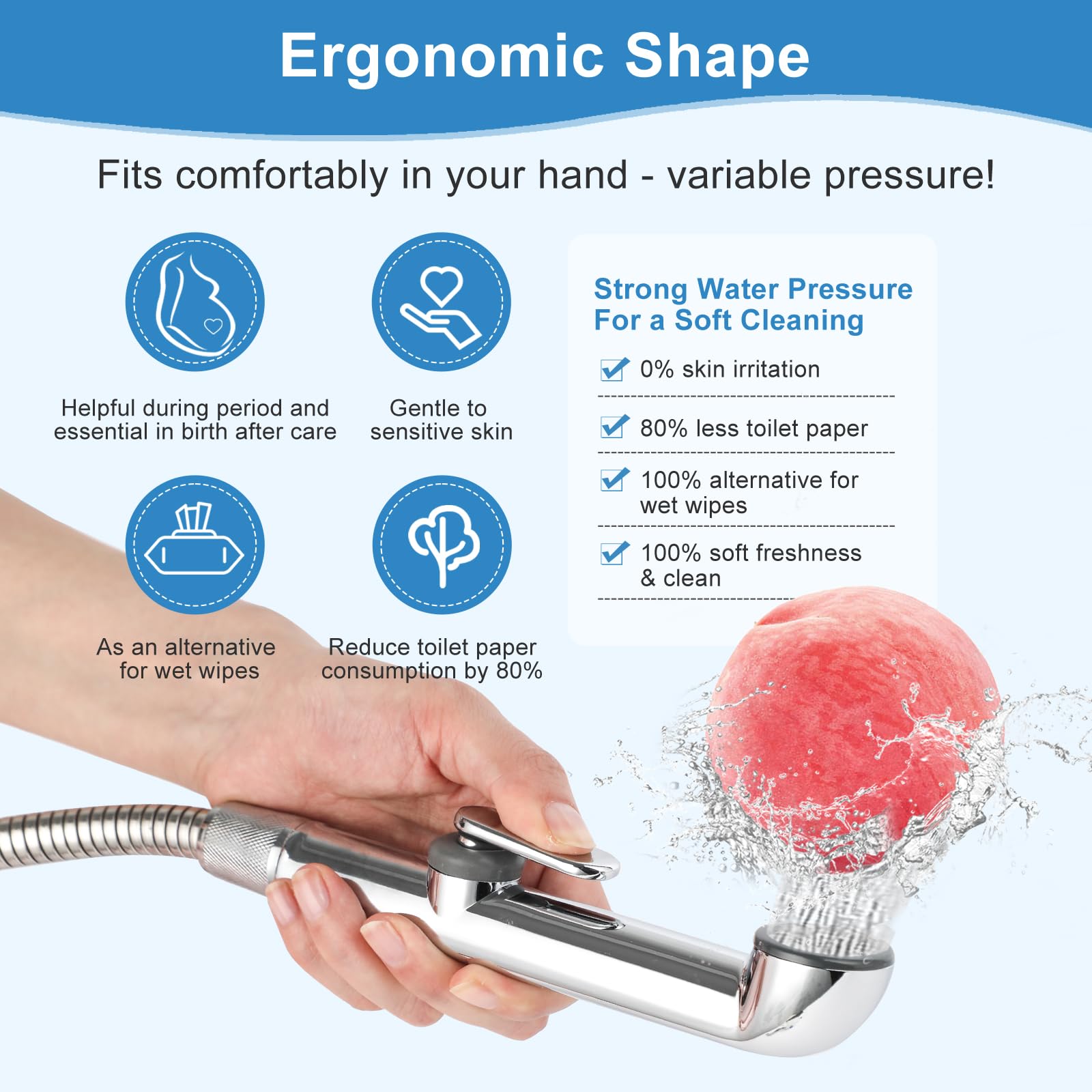 Portable Handheld Bidet Sprayer for Toilet - Adjustable Water Pressure Zinc Alloy Shower Set with Hose | Perfect for Feminine Hygiene, Baby Diaper Cleaning & Postpartum Care | Easy Wall or Toilet Mount Installation