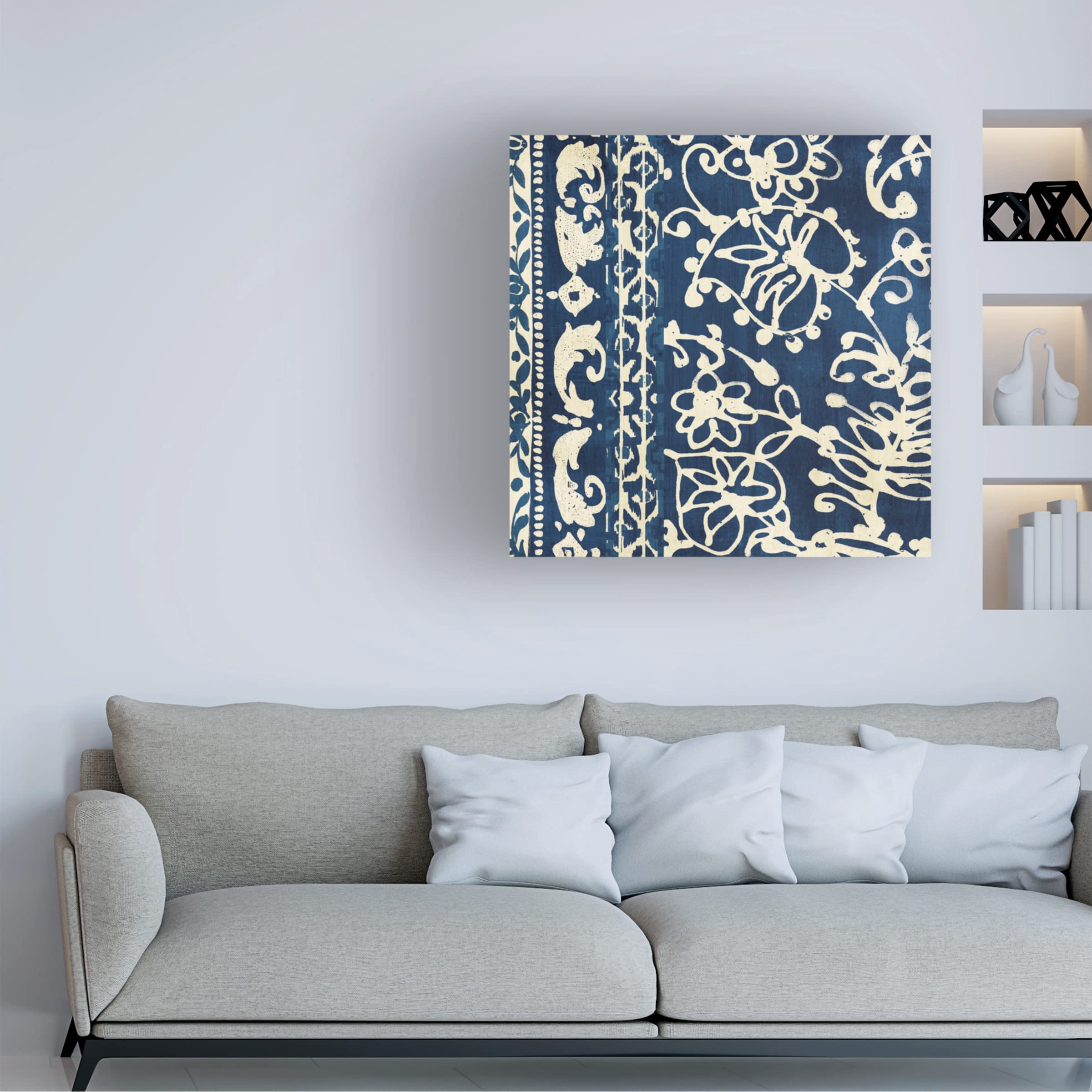 Bali Tapestry I Canvas Wall Art Print by Wild Apple - Tropical Bohemian Decor for Living Room, Bedroom & Office - Handmade Textured Artwork for Home & Commercial Spaces