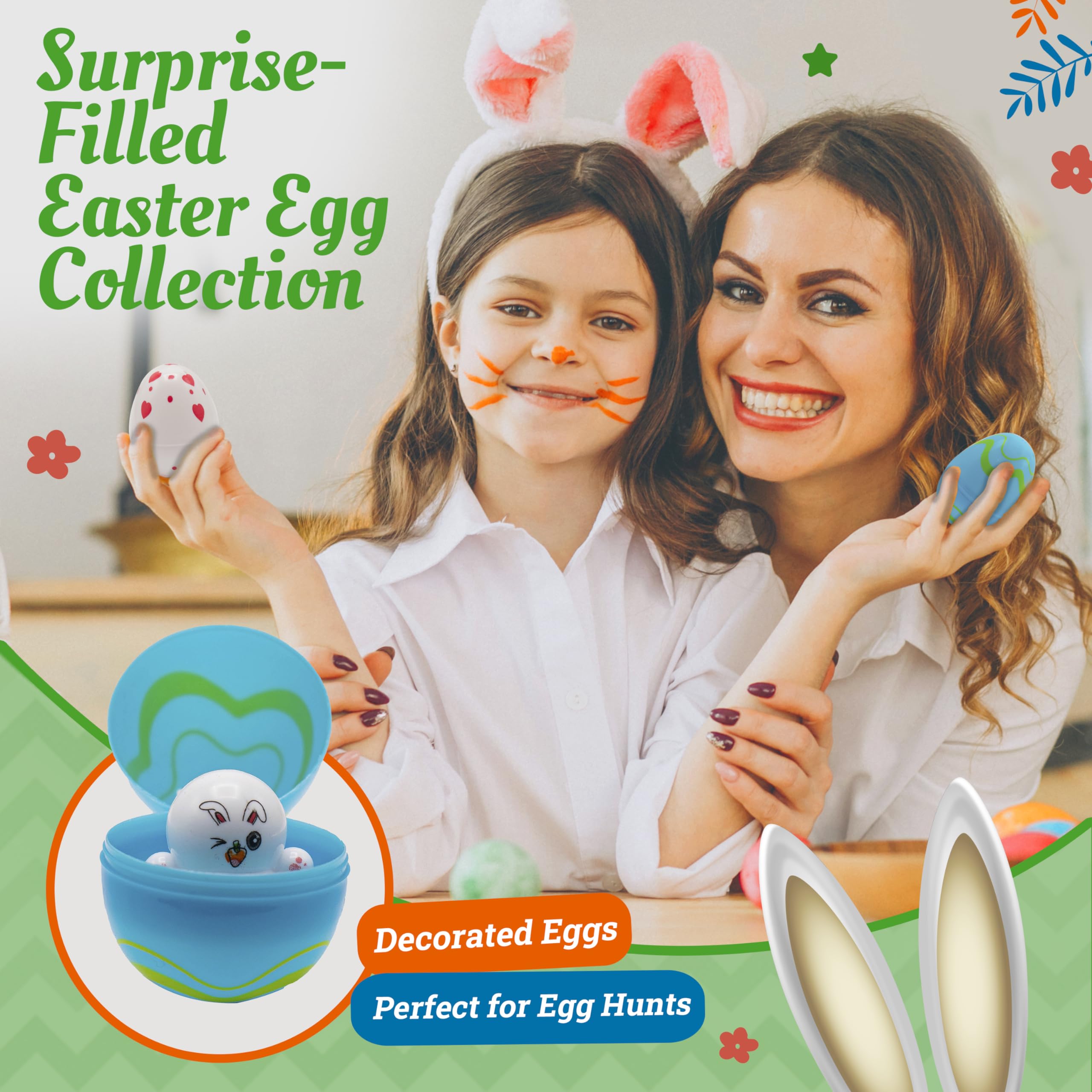 60 Pcs Prefilled Easter Eggs with Assorted Toys & Stickers - Easter Egg Hunt Party Favors for Kids, Boys & Girls - Perfect for Easter Baskets, Classroom Rewards, Birthday Party Goodie Bags & Spring Celebrations