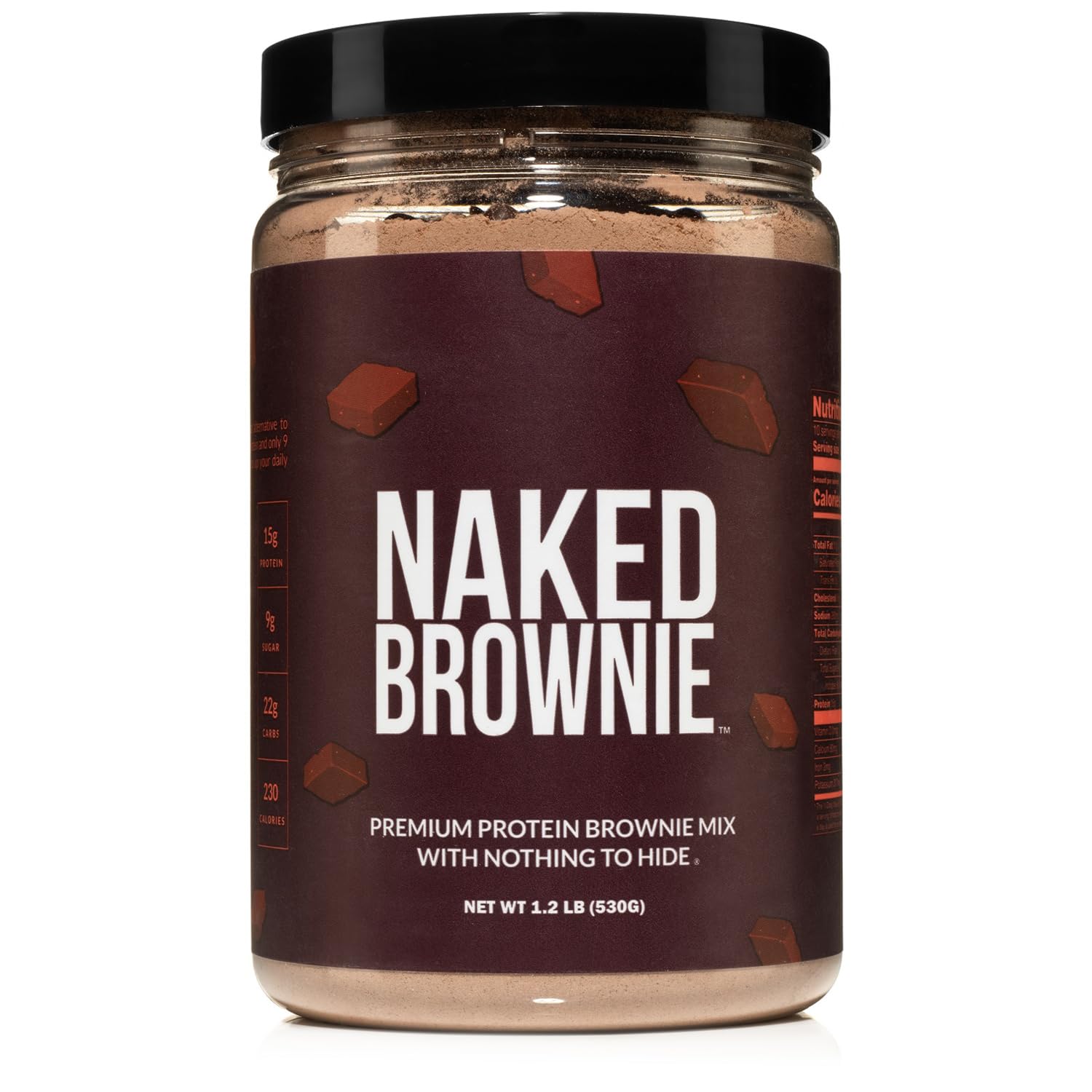 High Protein Brownie Mix - Naked Brownie, 15g Protein, 9g Sugar, Gluten Free, Non-GMO, No Soy or Artificial Sweeteners - 1.2 LB - Perfect for Healthy Snacks, Post-Workout Recovery & Keto Diet