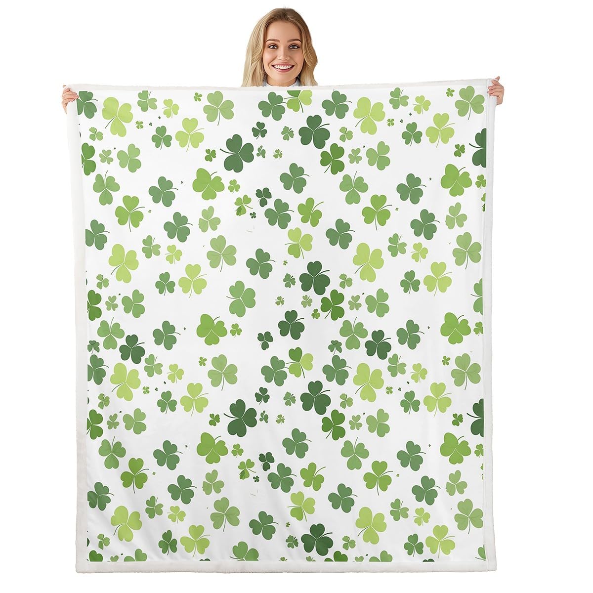 Soft Shamrocks Fleece Throw Blanket - 30x40 Inch Clover Leaves Sherpa Blanket for Kids & Adults | Cozy Plush Blanket for St. Patrick's Day, Ireland Holiday Decor | Perfect for Sofa, Bed, Couch & Baby Nursery - Warm & Fuzzy Winter Blanket for Home Decor & Gifts