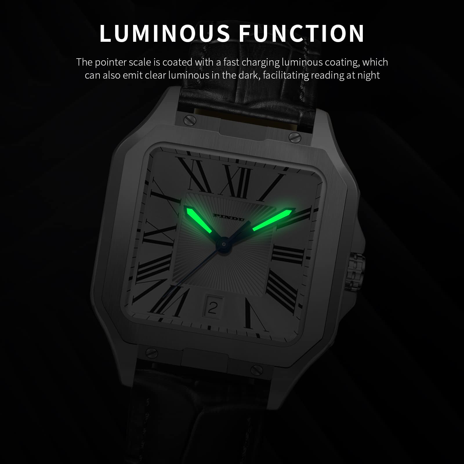 PINDU Automatic Men's Watch - Tank Business Dress Square Mechanical Watch for Men, Simple & Easy to Read | Perfect for Office, Formal Events & Everyday Wear