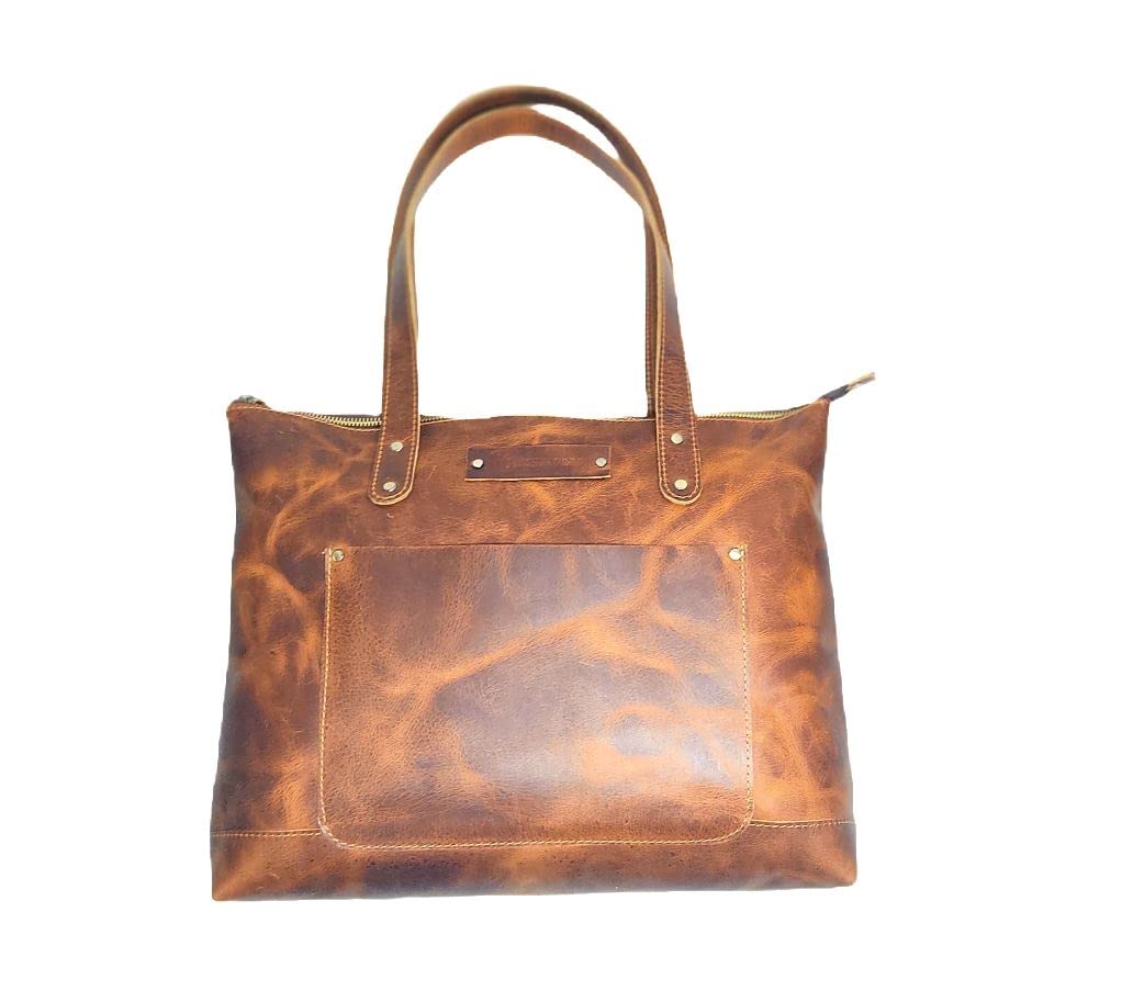 Premium Full Grain Leather Shoulder Tote Bag for Women - Durable & Stylish Handbag for Work, Travel & Everyday Use