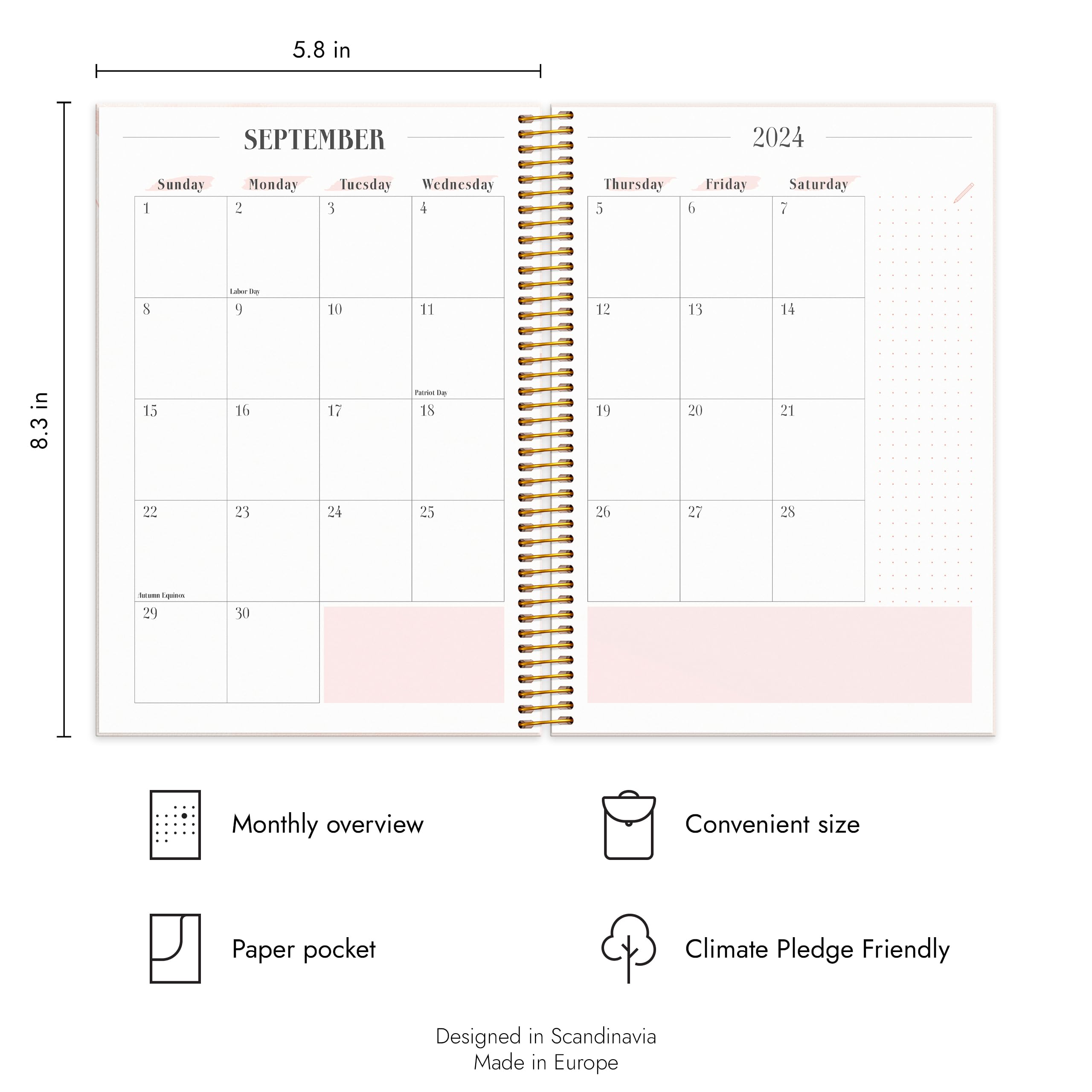 2024 Weekly & Monthly Planner - A5 Hardcover Life Organizer (8.3x5.8 Inches) with Stickers | December 2023-January 2025 | Thick Paper, Yearly Overview | Perfect for Students, Professionals & Goal Tracking