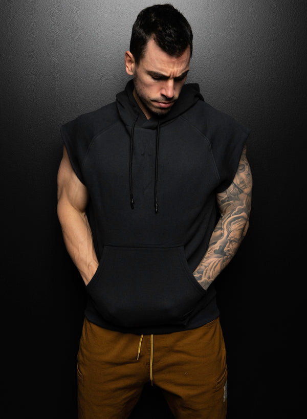 Essential Sleeveless Sweatshirt for Women & Men - Soft & Breathable Workout Top - Black - Perfect for Gym, Running & Casual Wear